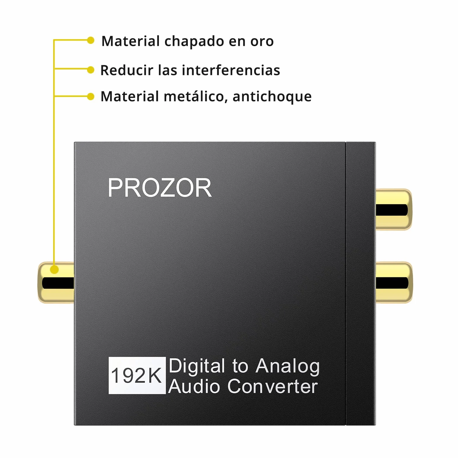 PROZOR DAC Convertidor Digital a Analógico 192kHz Adaptador Audio Óptico Toslink Coaxial a RCA L/R 3.5mm Jack Digital a Analógico Soporte PCM/LPCM para HDTV PS3 PS4 DVD BLU-Ray Amplificador AV