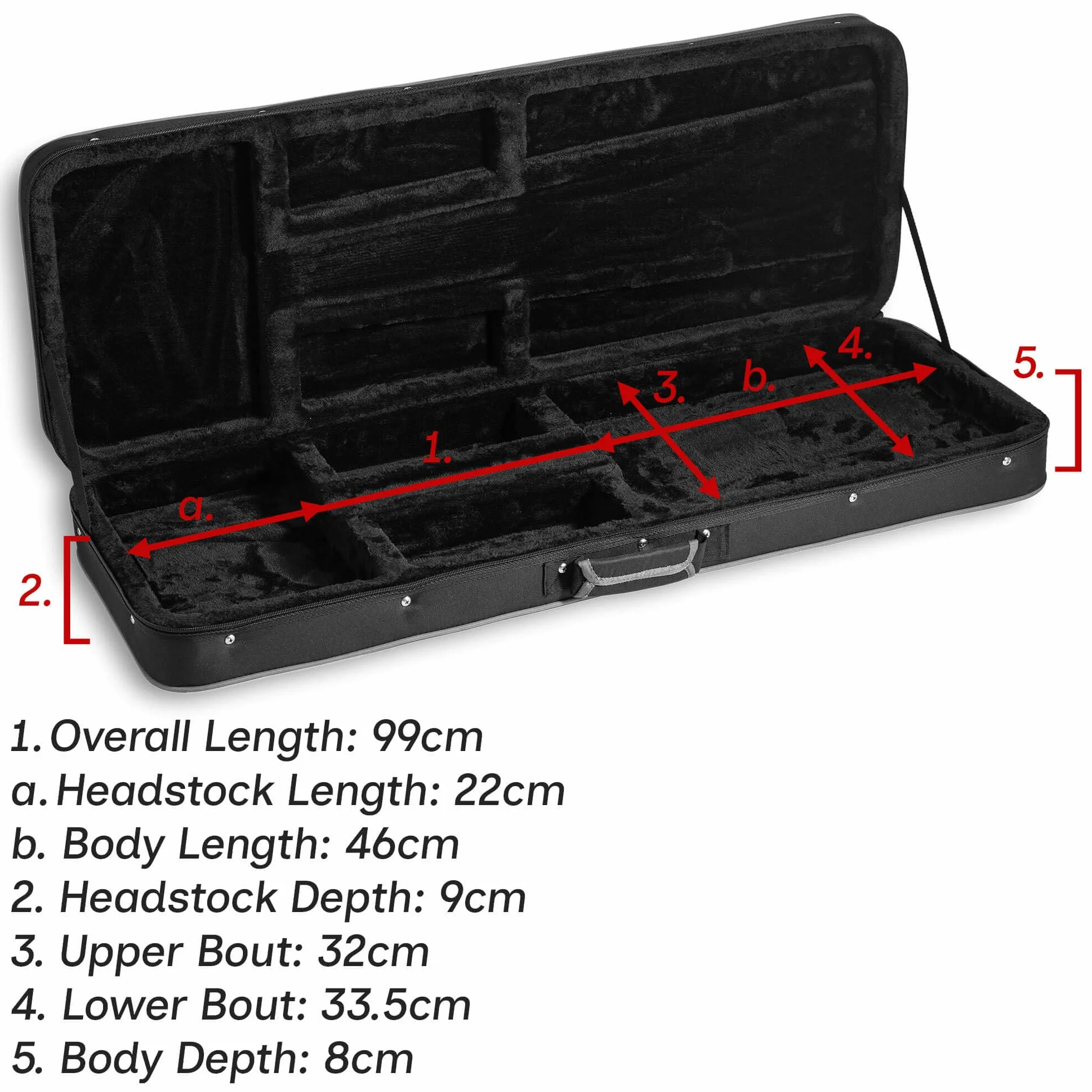 Tiger Funda rígida Espuma Guitarra eléctrica 39" | Espuma moldeada, doble almacenamiento, exterior Oxford 600D resistente, asa cómoda para transporte seguro