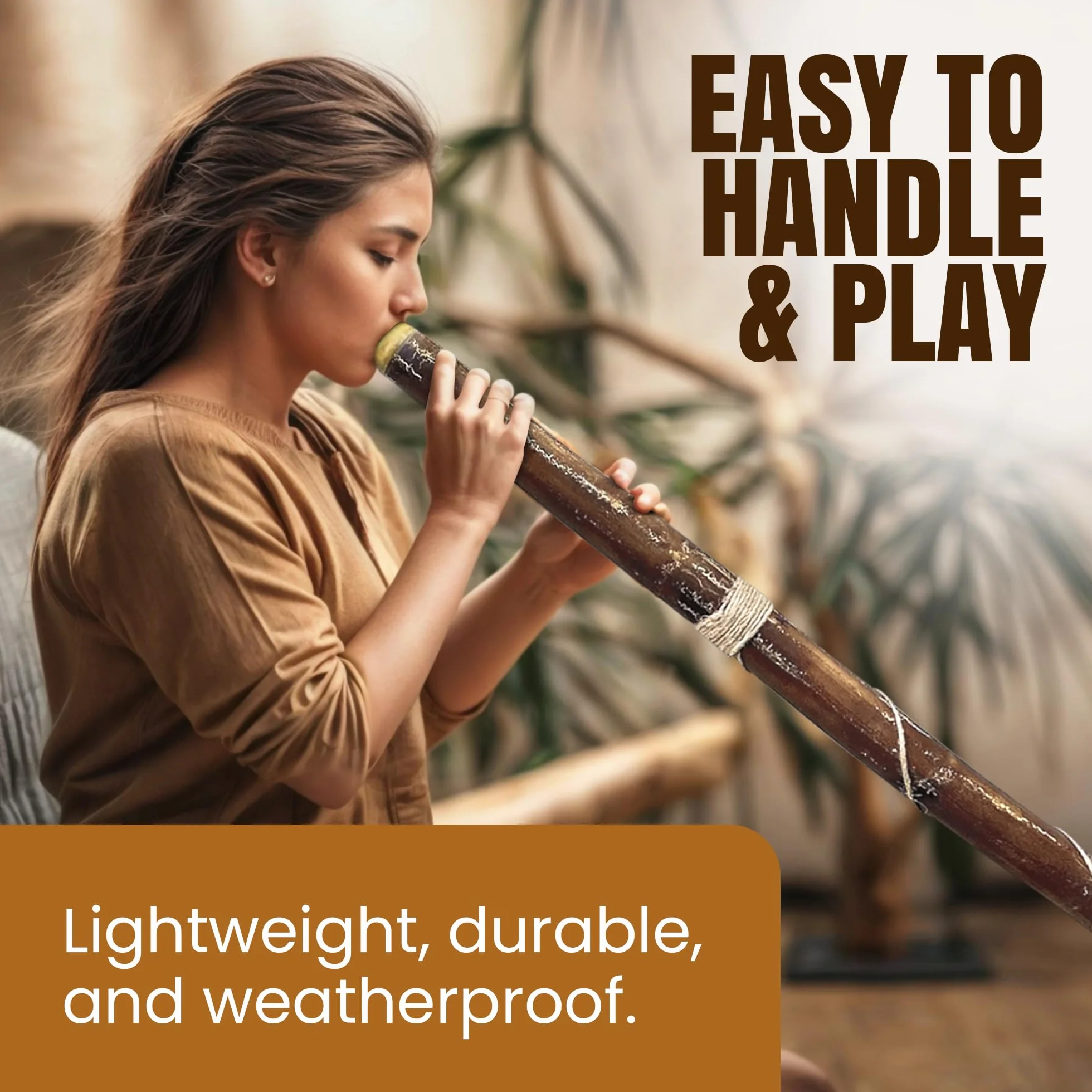 Didgeridoo moderno hecho a mano – Boquilla de cera de abeja, duradero y ligero, ideal para principiantes – Clave de Do Ohm, incluye boquilla gratuita e instrucciones de juego