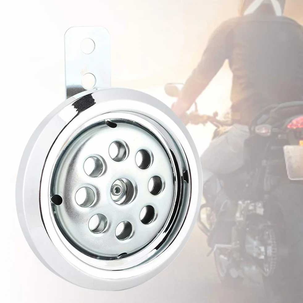 Bocina de motocicleta universal impermeable 110dB ruidoso 12 V 85 mm con cubierta cromada en forma de panal J8p924