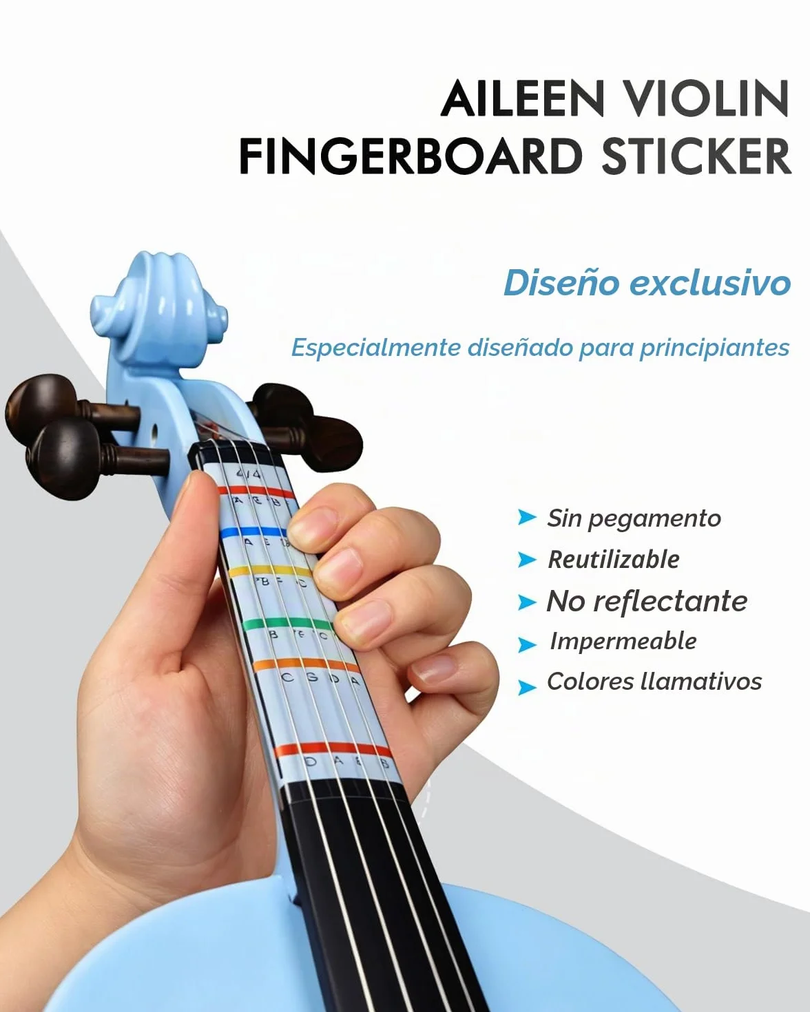 Aileen 4/4 Violín de Tamaño Completo para Adultos Principiantes, Fiddle Kit de Iniciación para Niños de 12 Años o Más, Azul Violín Set Estudiante con 13 Accesorios, incluyendo Atril, Pegatina Nueva
