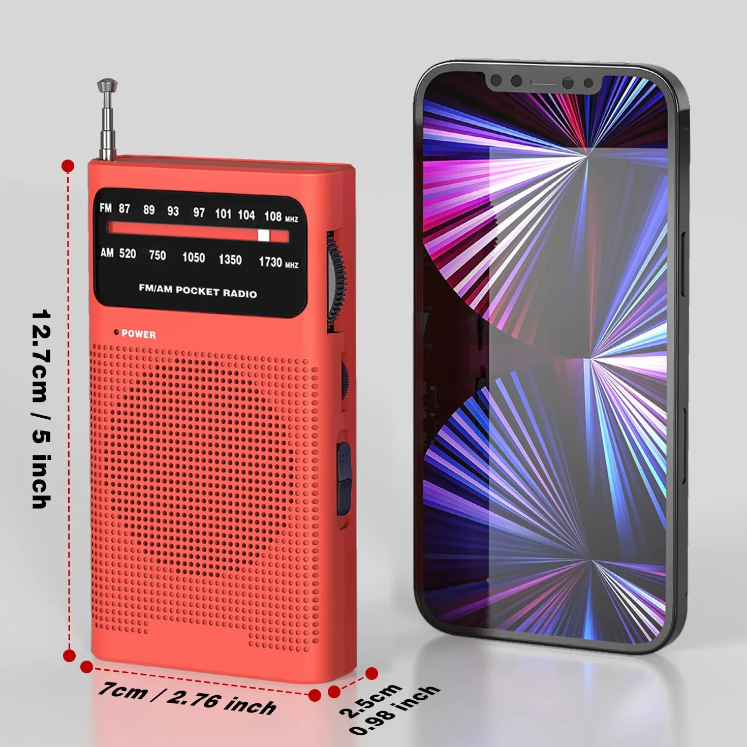 Tendak Mini Radio Portatil Pequeña, Transistores FM Am con Excelente Señal, de Bolsillo, Funciona con AA Pilas (no Incluidas)