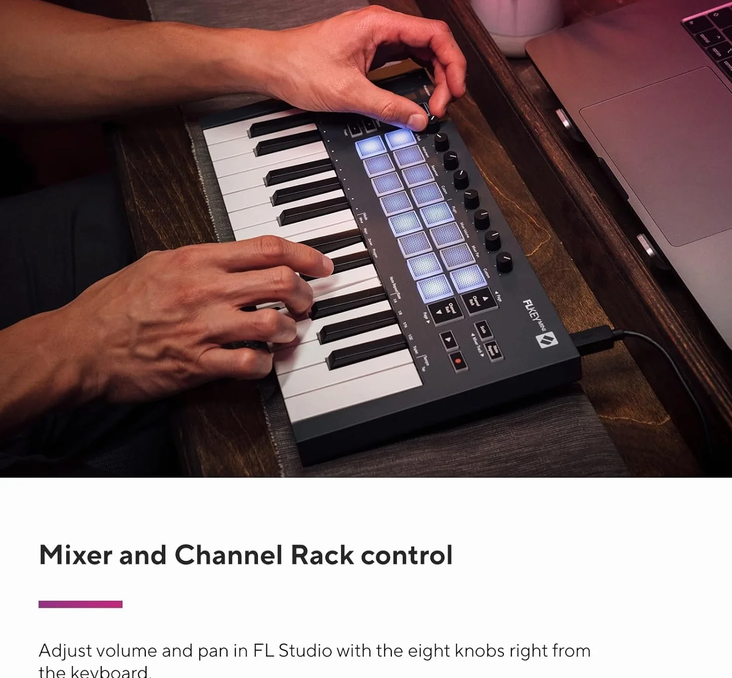 Novation FLkey Mini, controlador de teclado MIDI portátil de 25 teclas con USB e integración con FL Studio para la producción musical, Negro