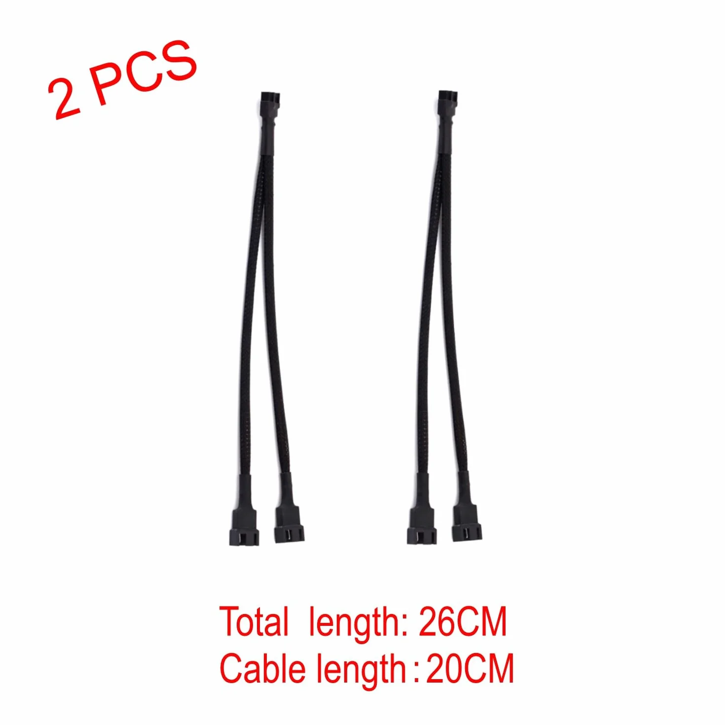 JZK 26 cm Cable divisor ventilador PWM 2 vías y 4 pines, cable Y para ventilador PWM de 4 pines, cable extensión divisor de 1 a 2 ventiladores para ventilador carcasa computadora y placa base
