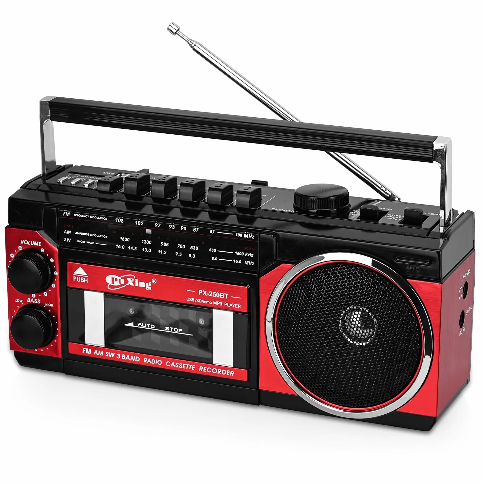 Reproductor de cassette portátil FM/AM/SW Bluetooth Tarjeta Grabación