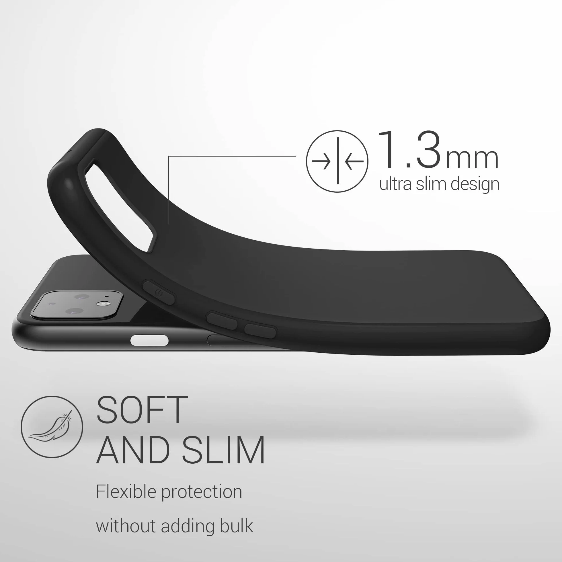 Funda kwmobile para Google Pixel 4 Carcasa TPU Silicona Negro Mate