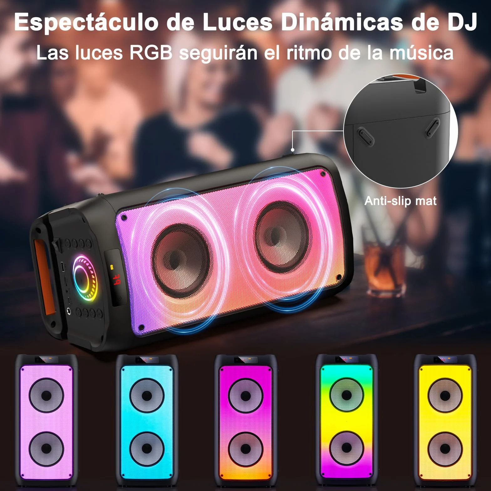 JYX Máquina de Karaoke, Sistema de Karaoke con 2 micrófonos, Altavoz Bluetooth portátil con luz RGB, Set de Karaoke, Sistema PA para Adultos, Fiestas, Compatible con TF/USB, AUX, FM, TWS