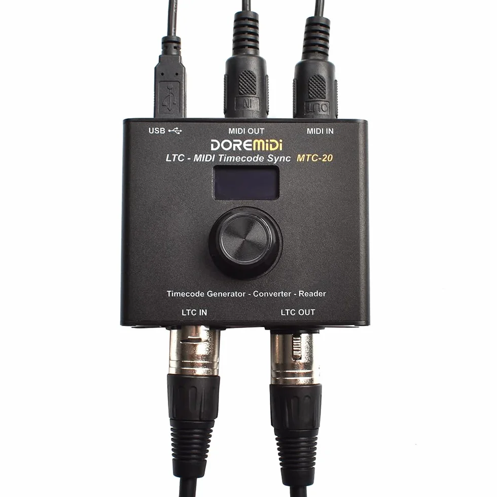 Dispositivo de sincronización de código LTC-MIDI (MTC-20) para tiempo MIDI y SMPTE LTC MTC-20