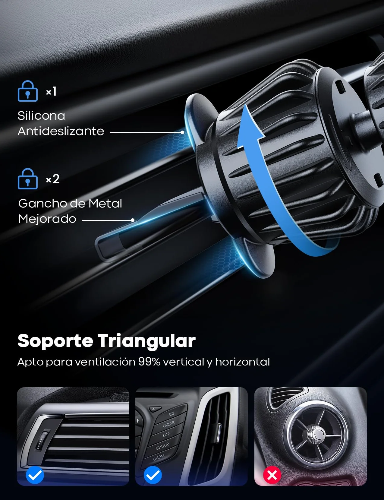 Lamicall Soporte Móvil Coche MagSafe 360° Rotación Gancho Metálico Magnético para iPhone 17 16 15 14, Otro Smartphone