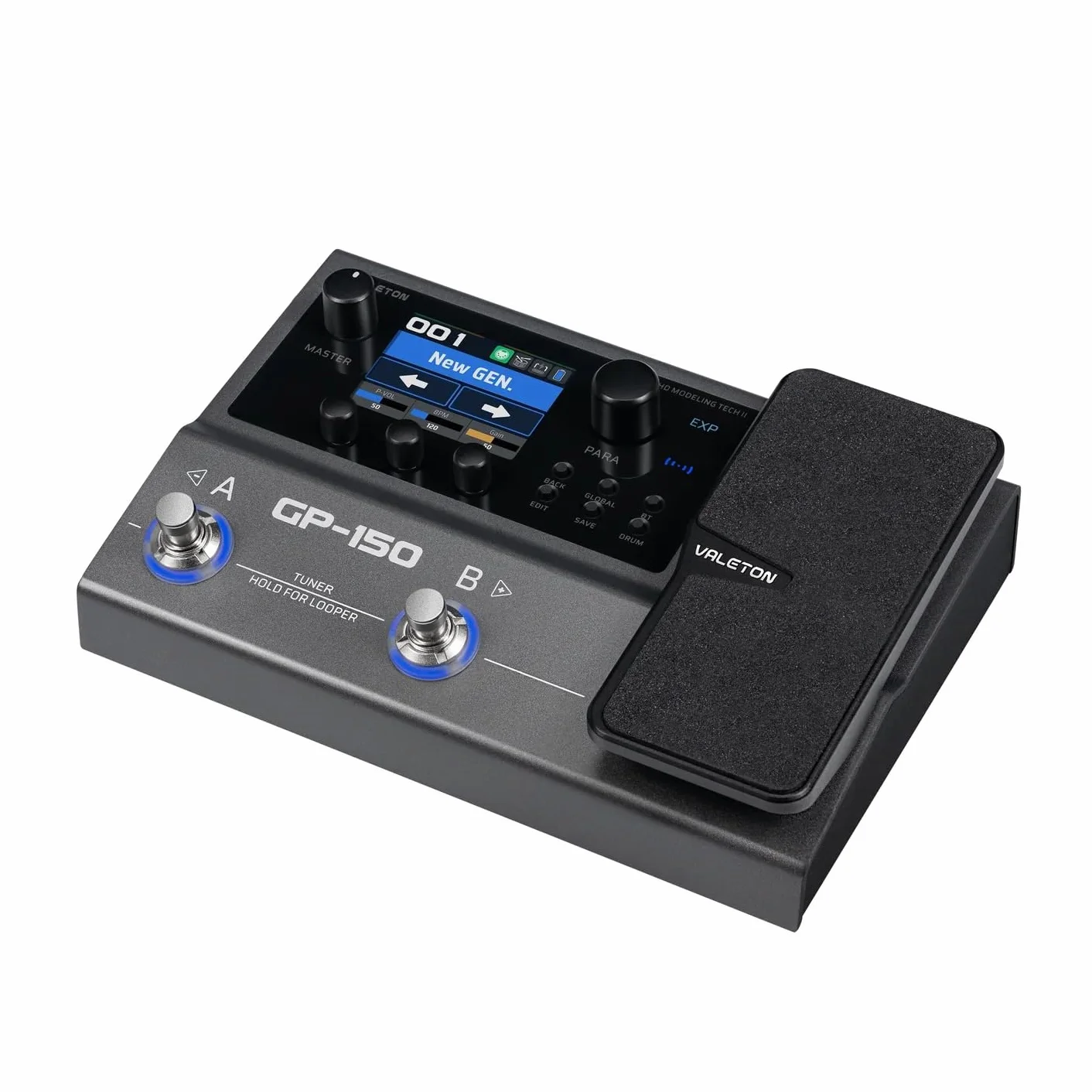 Valeton GP-150 Procesador multi-efecto para guitarra con pedal de expresión, más de 200 efectos, modelado NAM SnapTone, cargador infrarrojo, loop, caja de ritmos, interfaz de audio USB