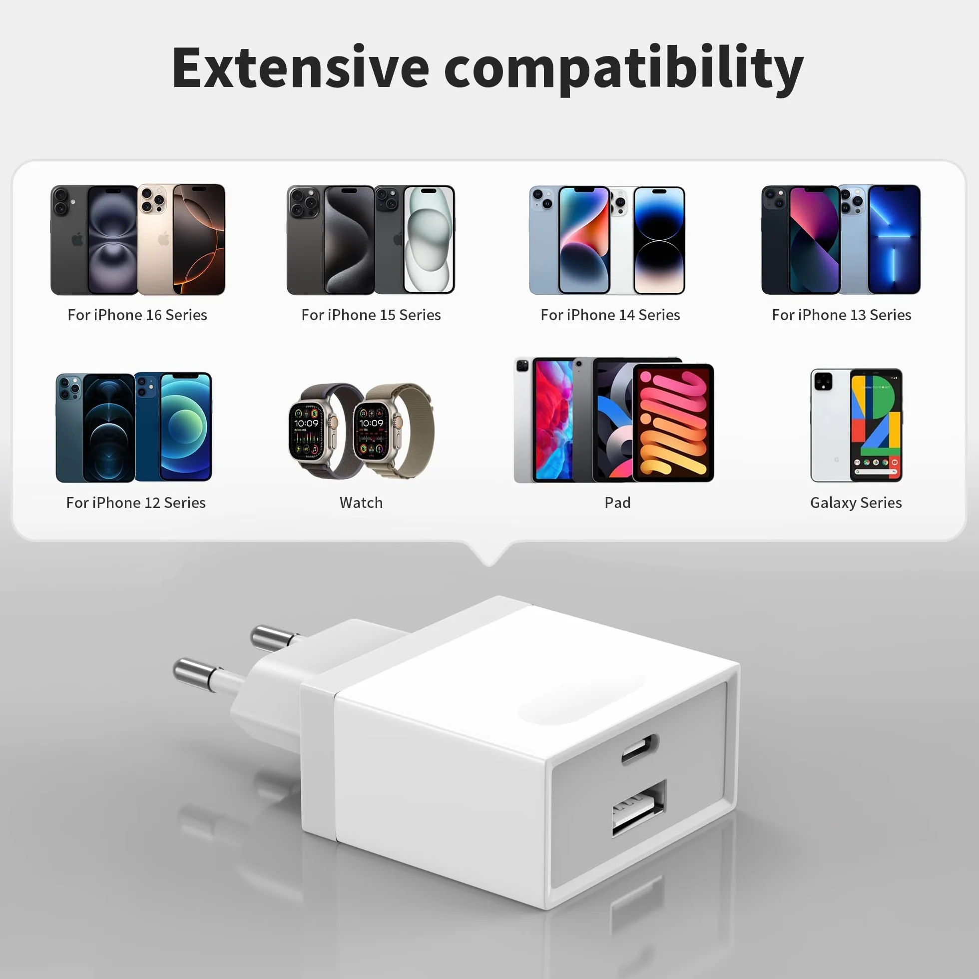 2Pcs USB C Cargador 20W Replacement for iPhone 16 15 14 13 12 11 Pro Max SE XS XR 8 7 Plus Mini SE Galaxy Pixel Carga Rapida
