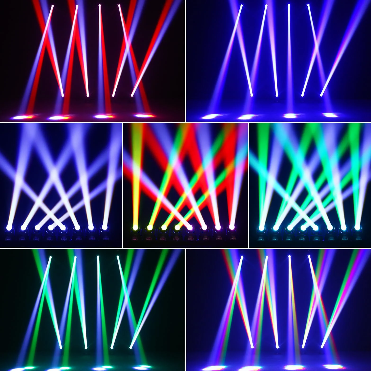Mini 60W Beam Cabeza Móvil Luces de Escenario, RGBW LED Luces de Fiesta dmx512 Control de Sonido Equipo de Iluminación Profesional para Escenario Espectáculo Disco Bar Fiesta Navidad (Nueva versión)