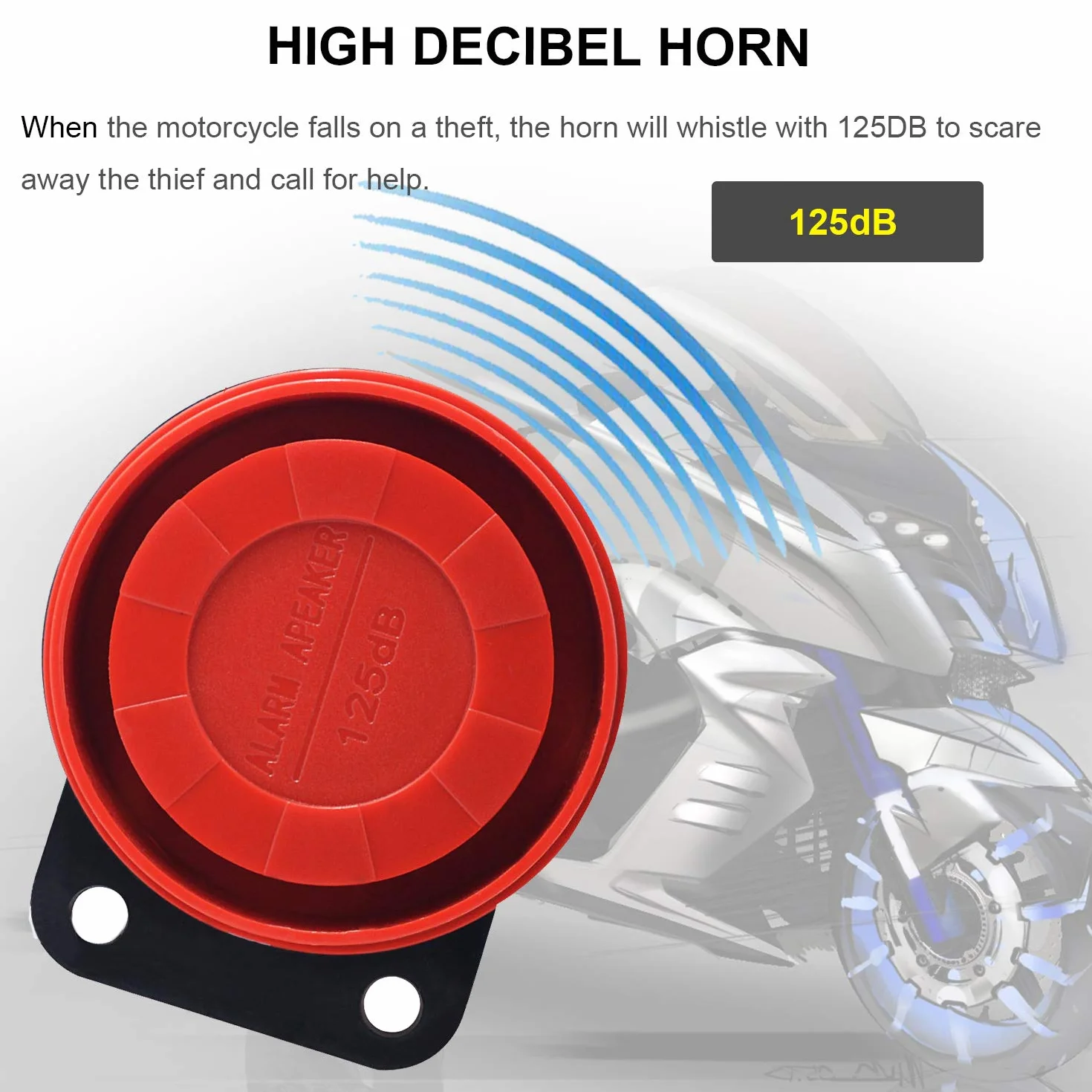 ShinePick Alarma Moto con Mando, Sistema de Alarma Antirrobo Alarma 125db para Motocicletas de 12V