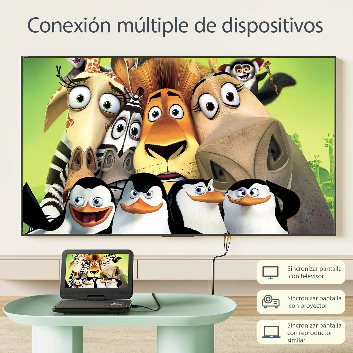 Yoton Reproductor de DVD Portátil 12,5'' Pantalla Giratoria HD 10,5'' Sin Restricción Regional