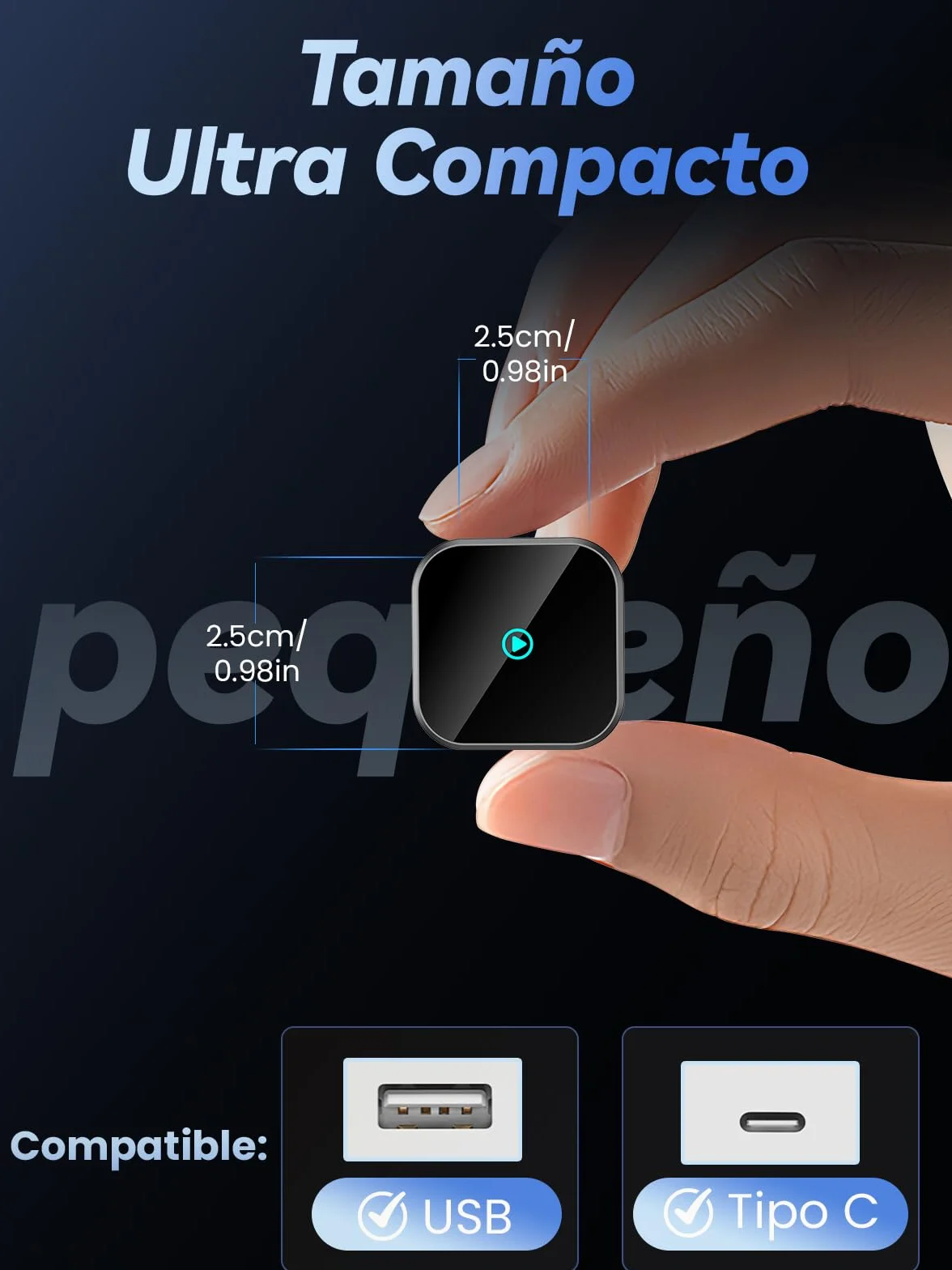 H3 Adaptador CarPlay Inalámbrico para iPhone - Convertidor de Cableado a Inalámbrico, Plug and Play USB-A/Type-C, Compatible con Coches Desde 2016 e iOS 10+