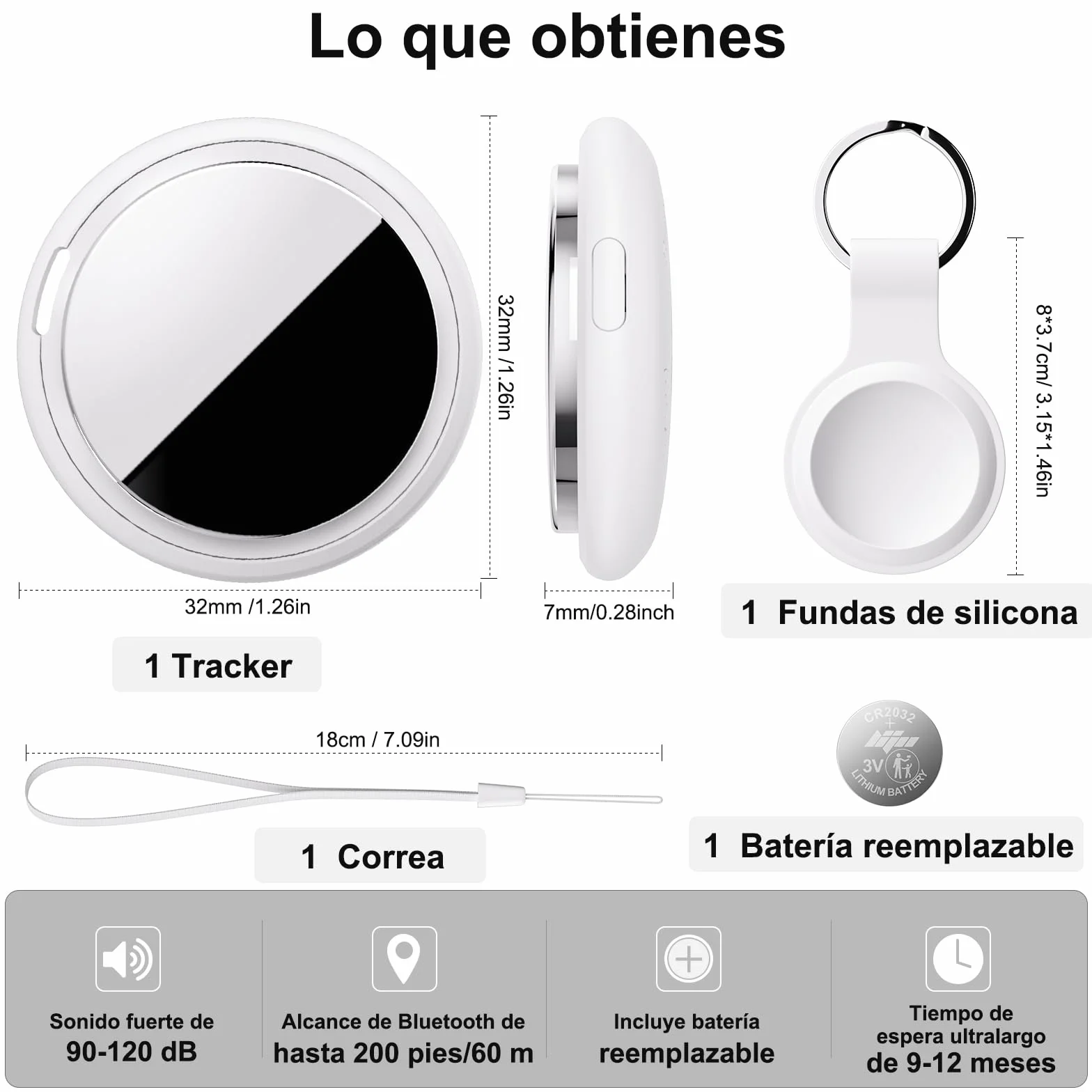 Smart Air Tracker Tag para Apple Buscar (Solo iOS), Bluetooth Rastreador para Llaves, Blanco, Paquete de 1