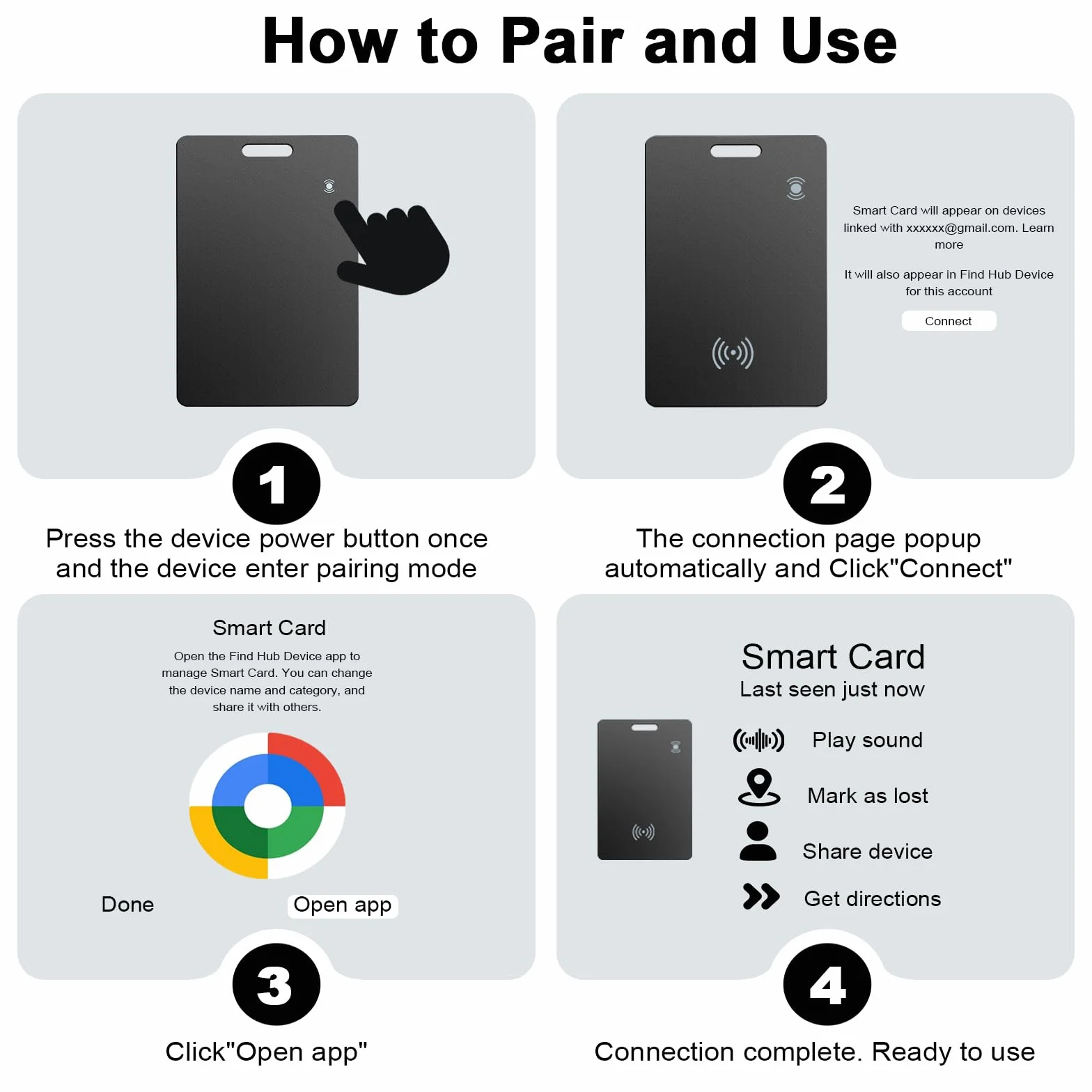 Localizador de billetera para Android, tarjeta del rastreador de billetera delgada de 2 mm, compatible con la aplicación Google Find My Device (solo Android), IP68 impermeable, carga inalámbrica