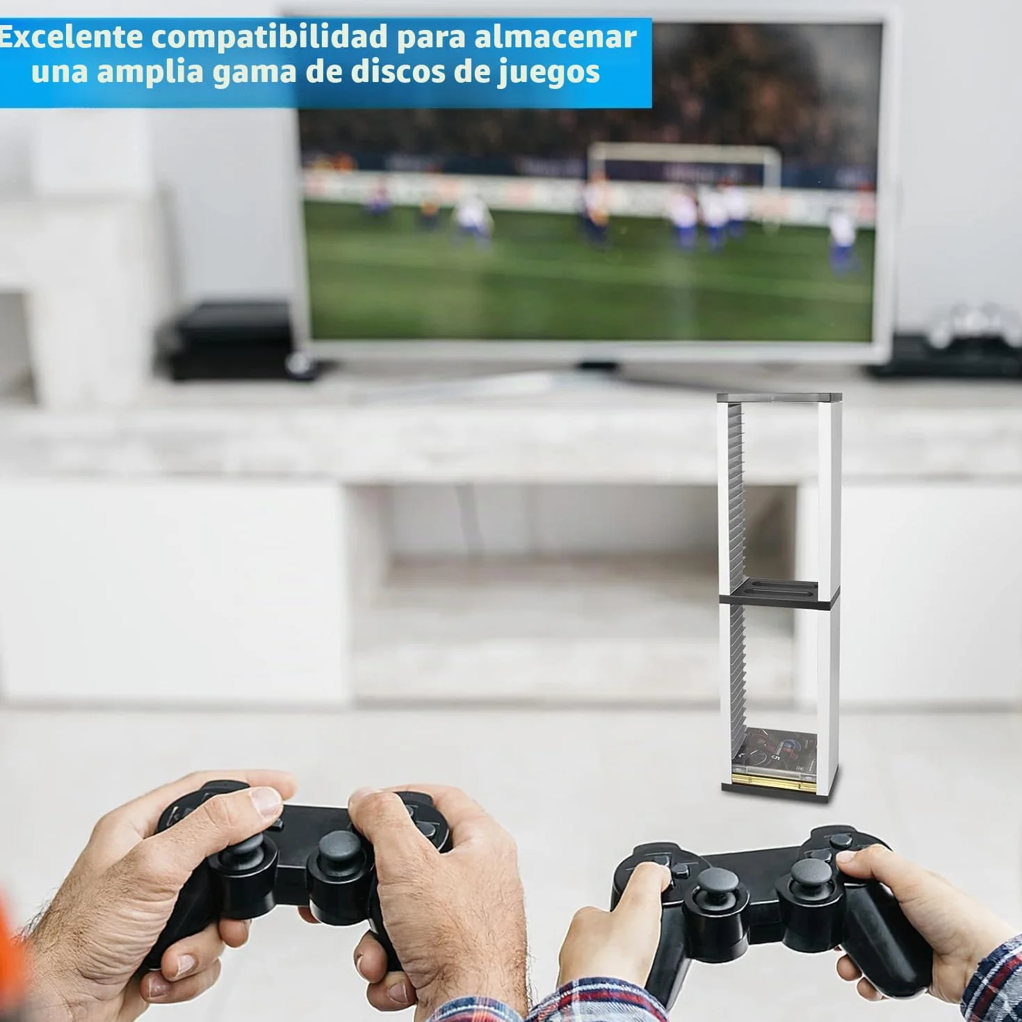 SOONHUA Estante de disco para videojuegos,cajas de almacenamiento de DVD, soporte de torre de almacenamiento de juegos de 36 discos de CD estuche organizador soporte para Playstation 5