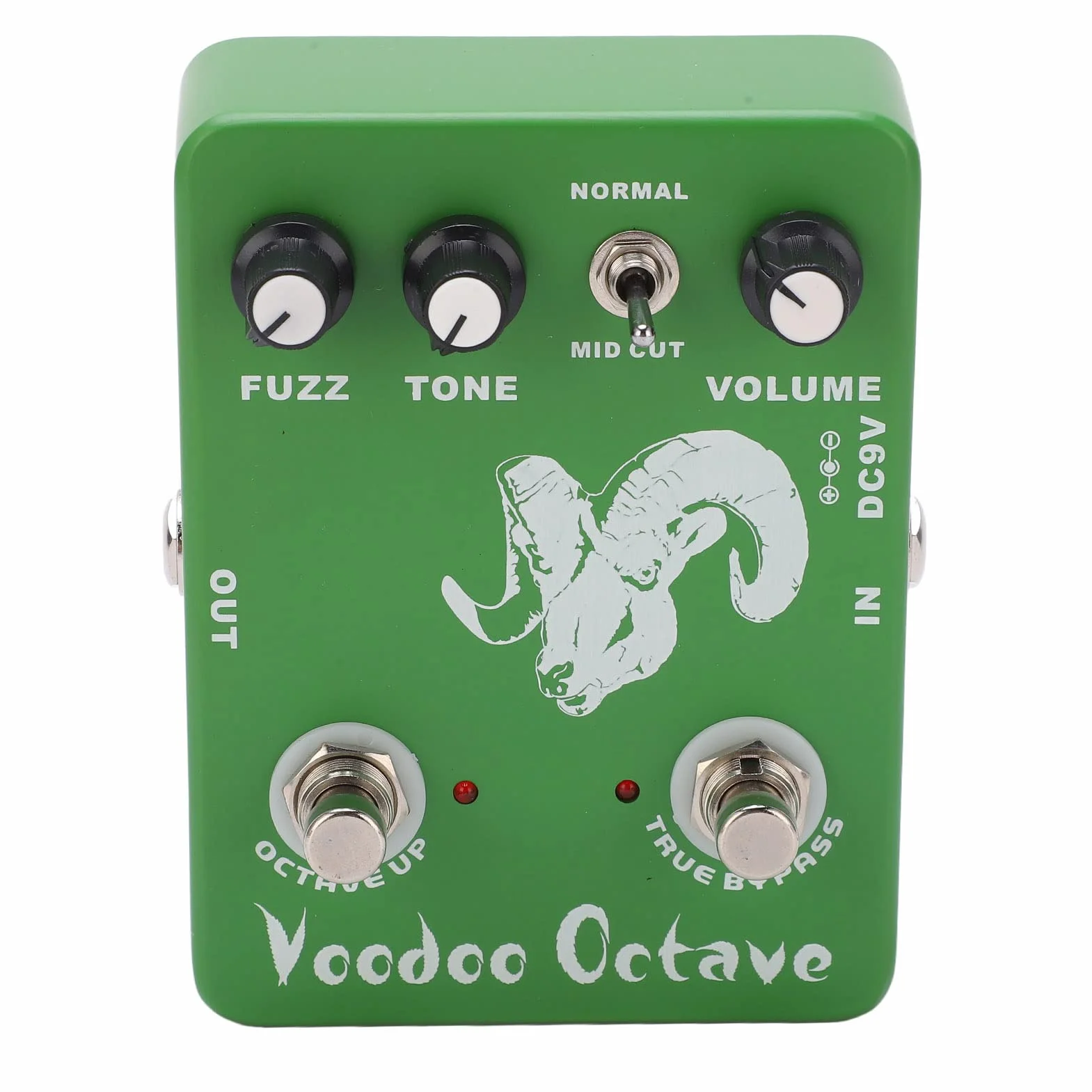 VGEBY Pedal de Efectos de Guitarra True Bypass Ajustable con Octave Fuzz, Acabado de Metal Verde, Fácil de Transportar para Músicos
