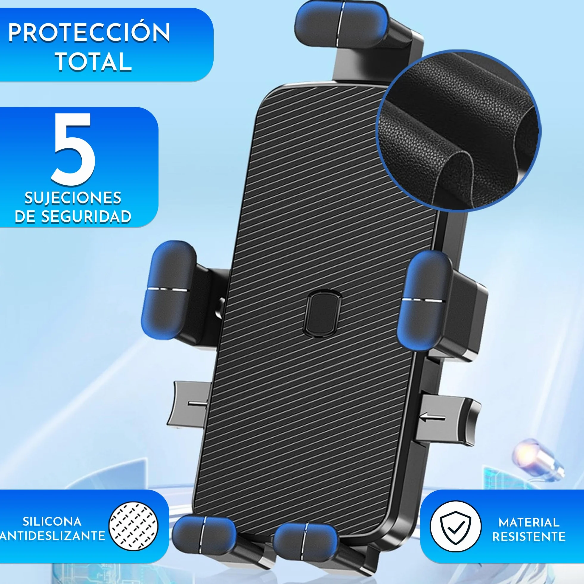 Soporte Móvil para Espejo Retrovisor de Scooter Moto 5 Sujeciones Rotación 360º Antivibración