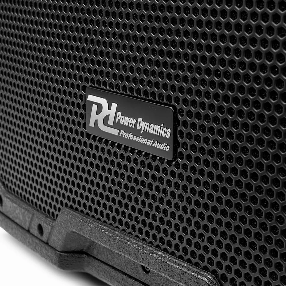 Power Dynamics PDY218SA subwoofer Amplificado de 18" y 1000W de Potencia Pico, entradas XLR balanceadas y RCA, limitador Integrado, Crossover Ajustable, Asas Laterales de Transporte, Color Negro