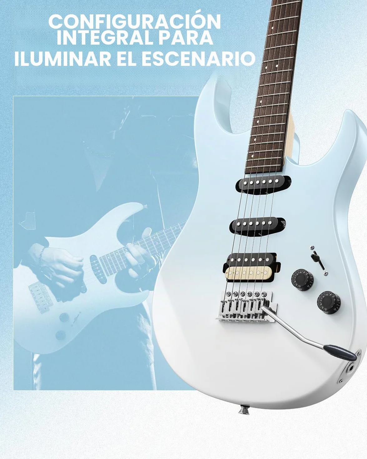 Donner DMT-66 39 Inch Guitarra Eléctrica de Tamaño Completo para Principiantes, Kit de Guitarra Eléctrica con Funda Azul Degradado