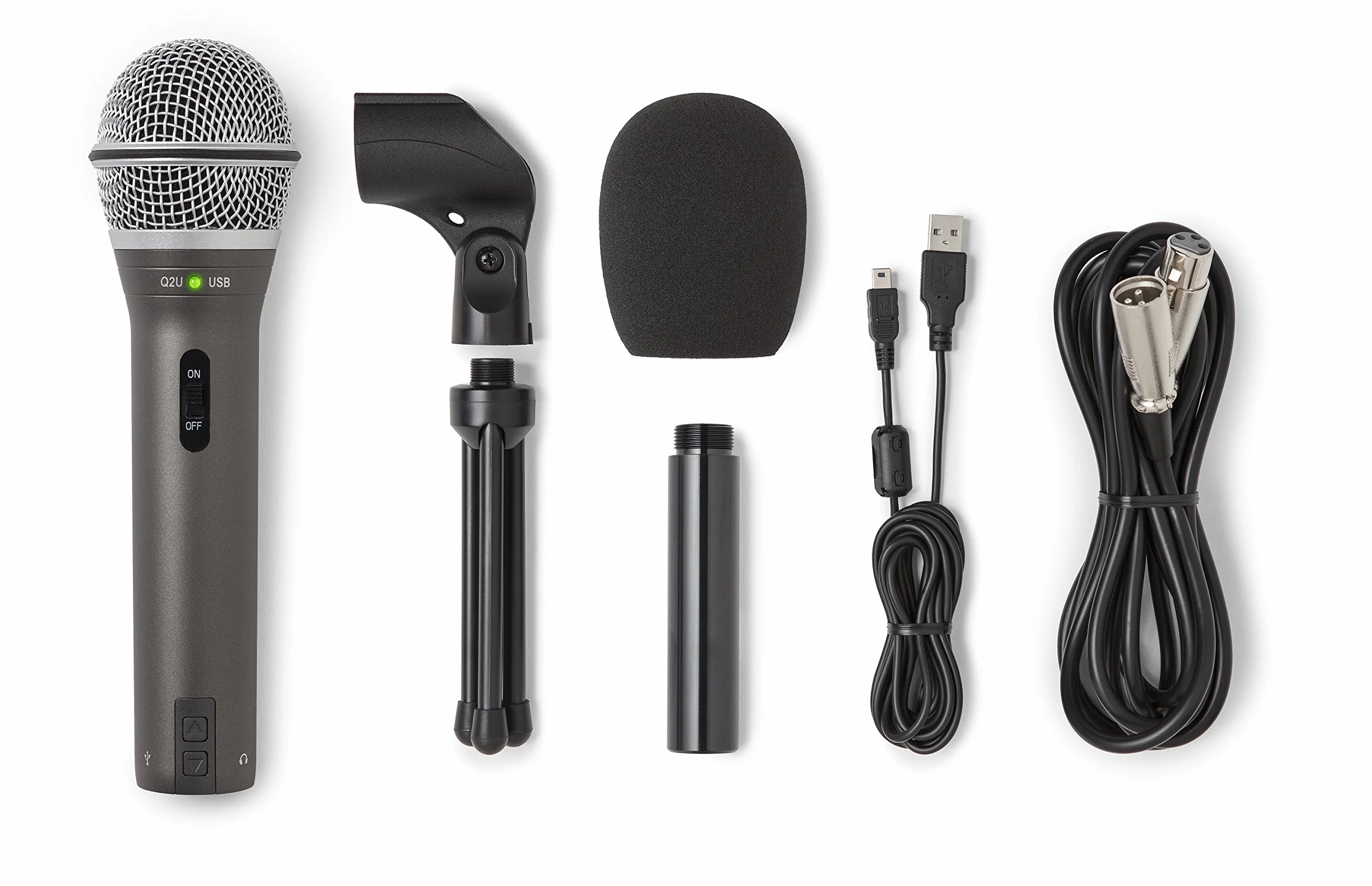 Samson Q2U Micro Dynamique - Paquete de grabación y podcasting de micrófono USB