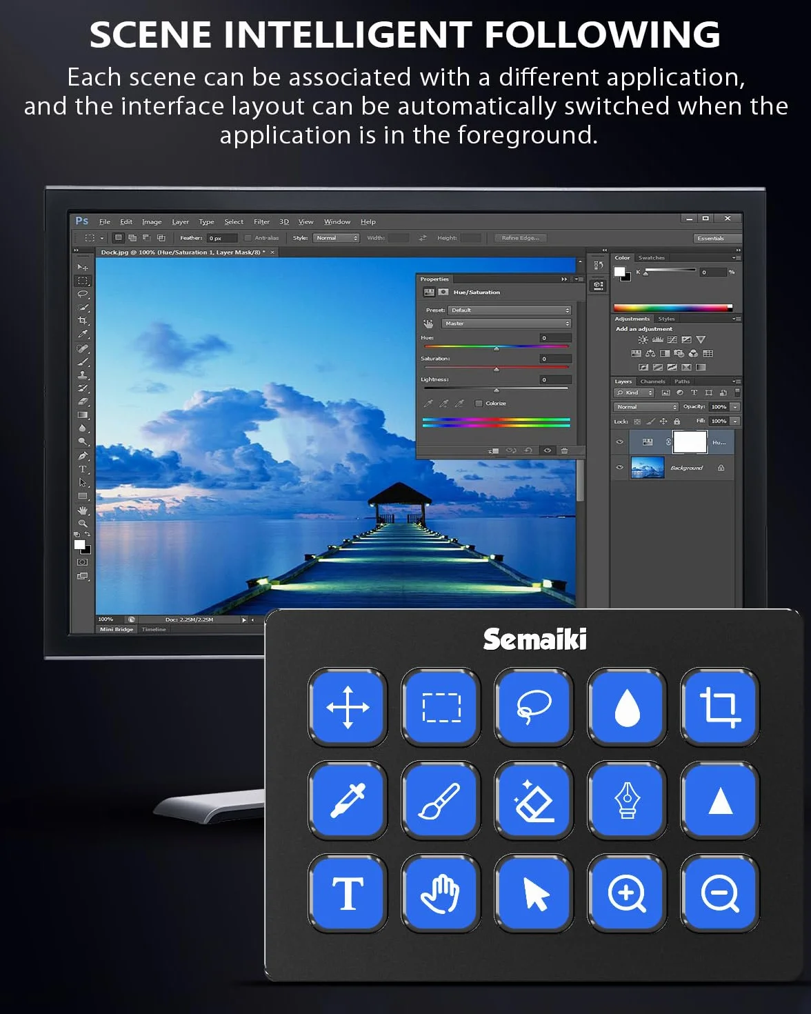 Semaiki Teclado macro Stream Controller con 15 teclas macro LCD personalizables, activa acciones en aplicaciones y software como OBS, Twitch, Streamlabs, Discord, Mac y Windows