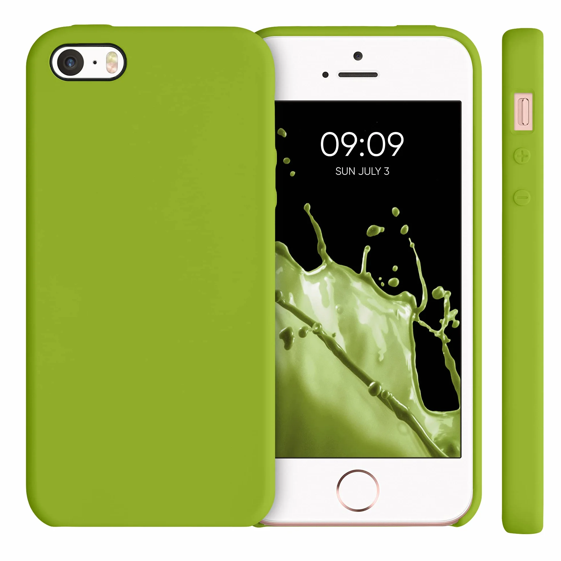 kwmobile Carcasa Compatible con Apple iPhone SE (1.Gen 2016) / iPhone 5 / iPhone 5S Funda TPU y Silicona Antigolpes Verde Pimiento