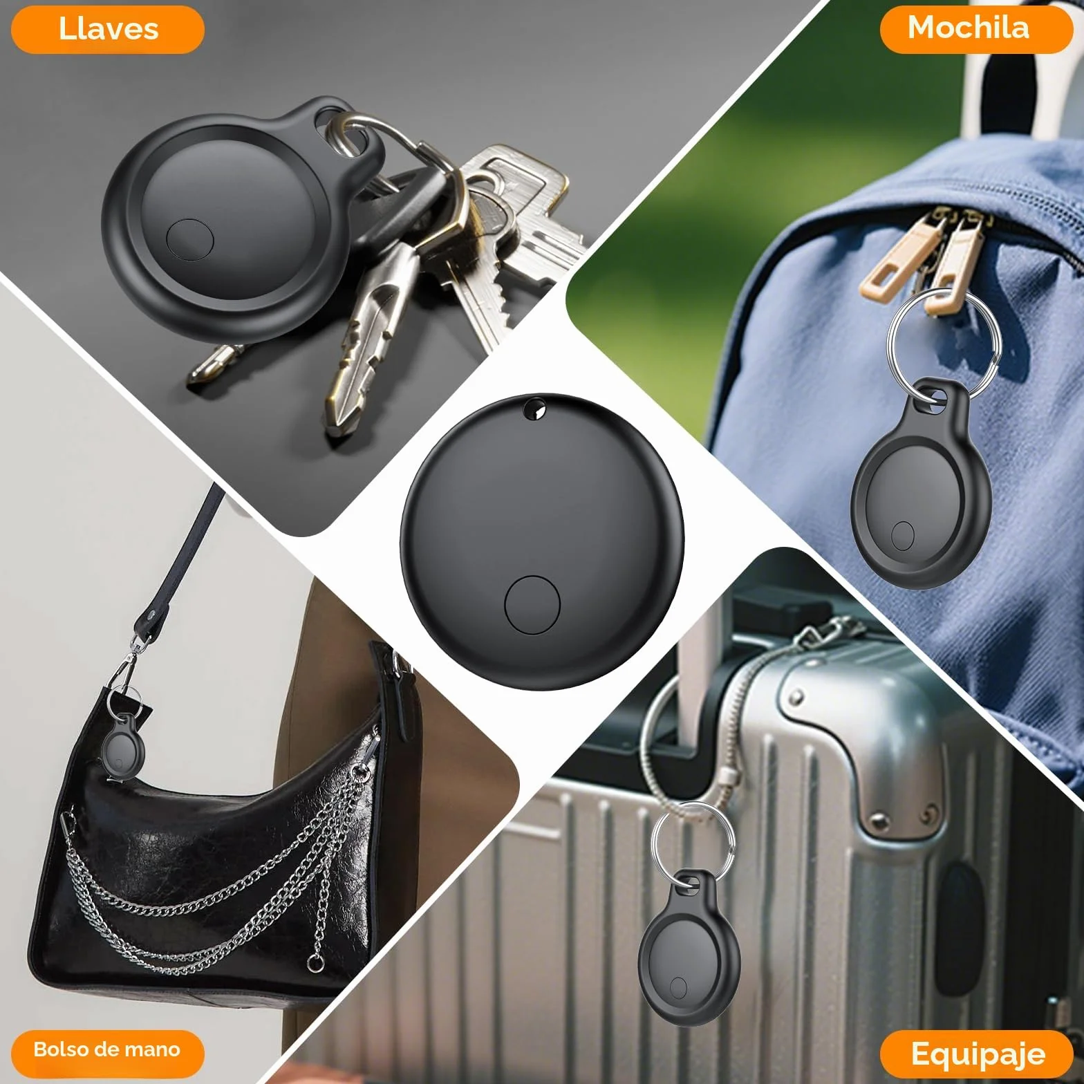Android Smart Tag, Tracker Compatible con Google Find Hub App (Sólo Android), Localizador Bluetooth, Rastreador para Llaves, Cartera, Equipaje, Impermeable IP68, 4 Negro