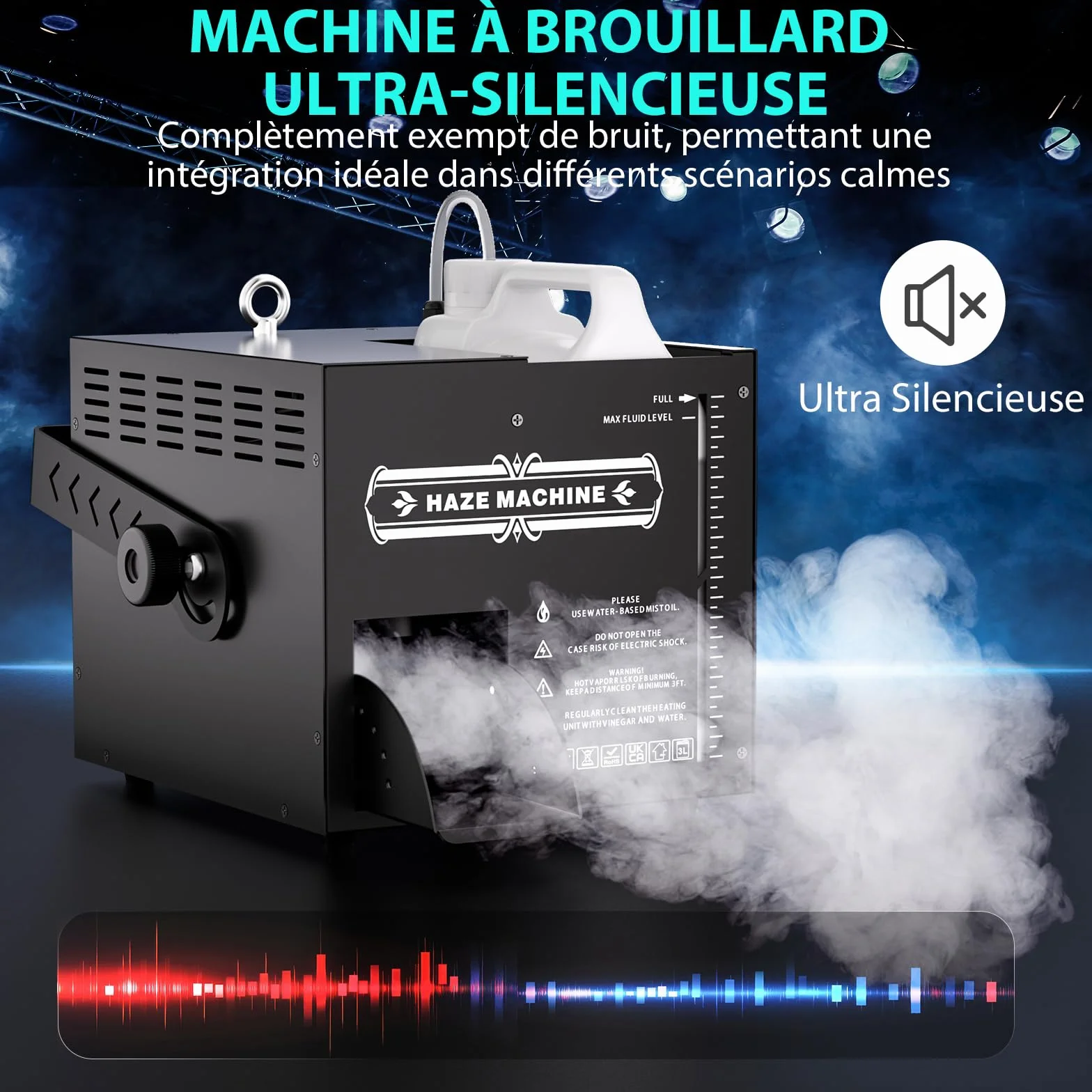 1500W Máquina de Humo con Control Remoto,Máquina de Niebla con Depósito de Combustible Grande de 3 L,Calentamiento 3 Minutos,Fog Machine Portátil para DJ, Fiestas,Bodas,Escenario de Efectos