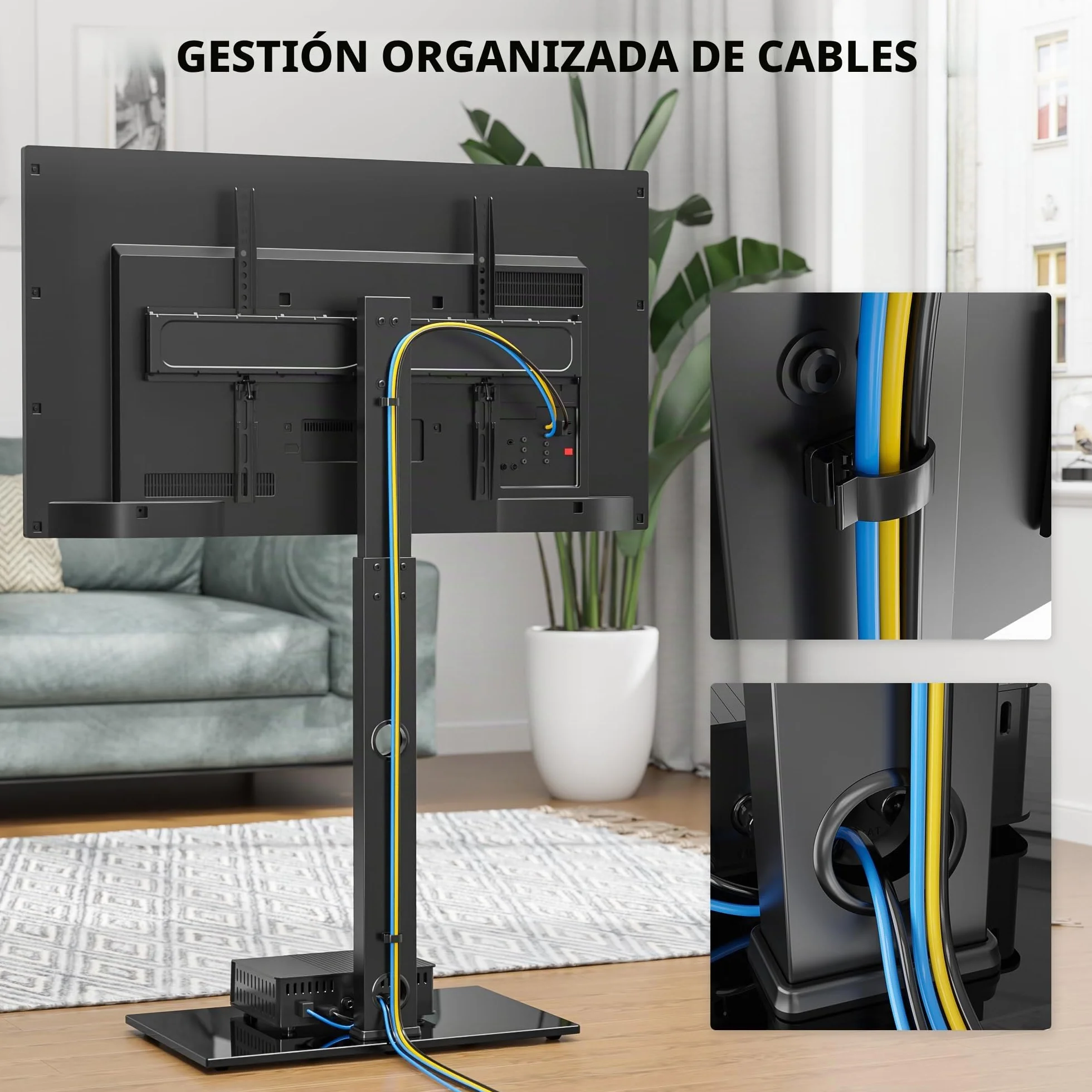 BONTEC Soporte TV Pie para Pantallas de 30-70 Pulgadas para TVs Planas y Curvas, Soporte Television Pie con 6 Niveles de Altura, hasta 40 kg, VESA Máx 600x400 mm, para Salón, Dormitorio y Oficina