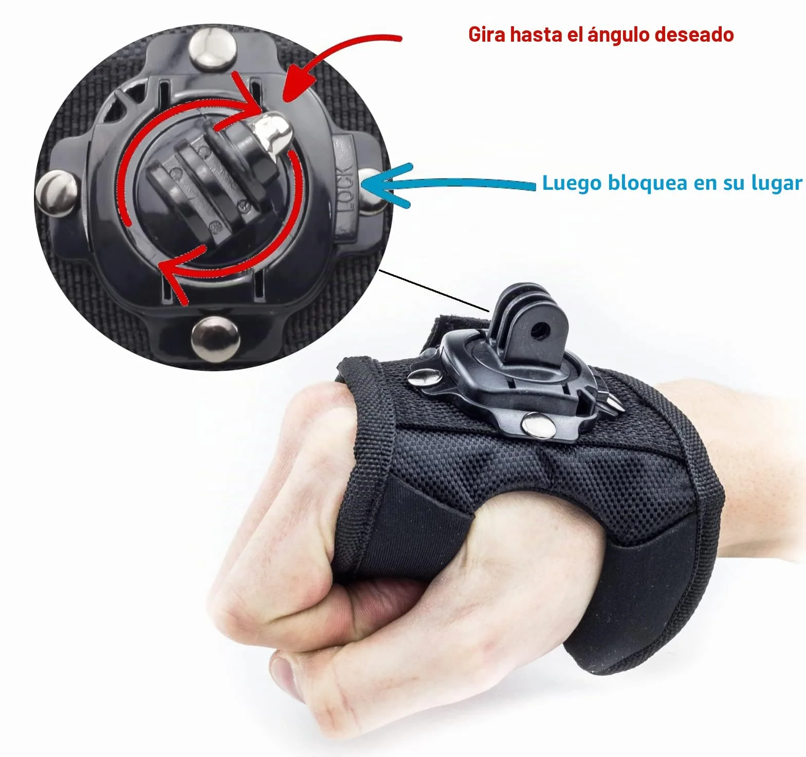 Digicharge Cámara De Acción Montada a Mano Soporte Correa De Muñeca para GoPro Lit Hero Hero13 13 Max 2 Hero12 12, DJI OSMO Action 5 Pro 4, Insta360 One, Akaso Apeman Camkong Victure Go Pro CAM Camara