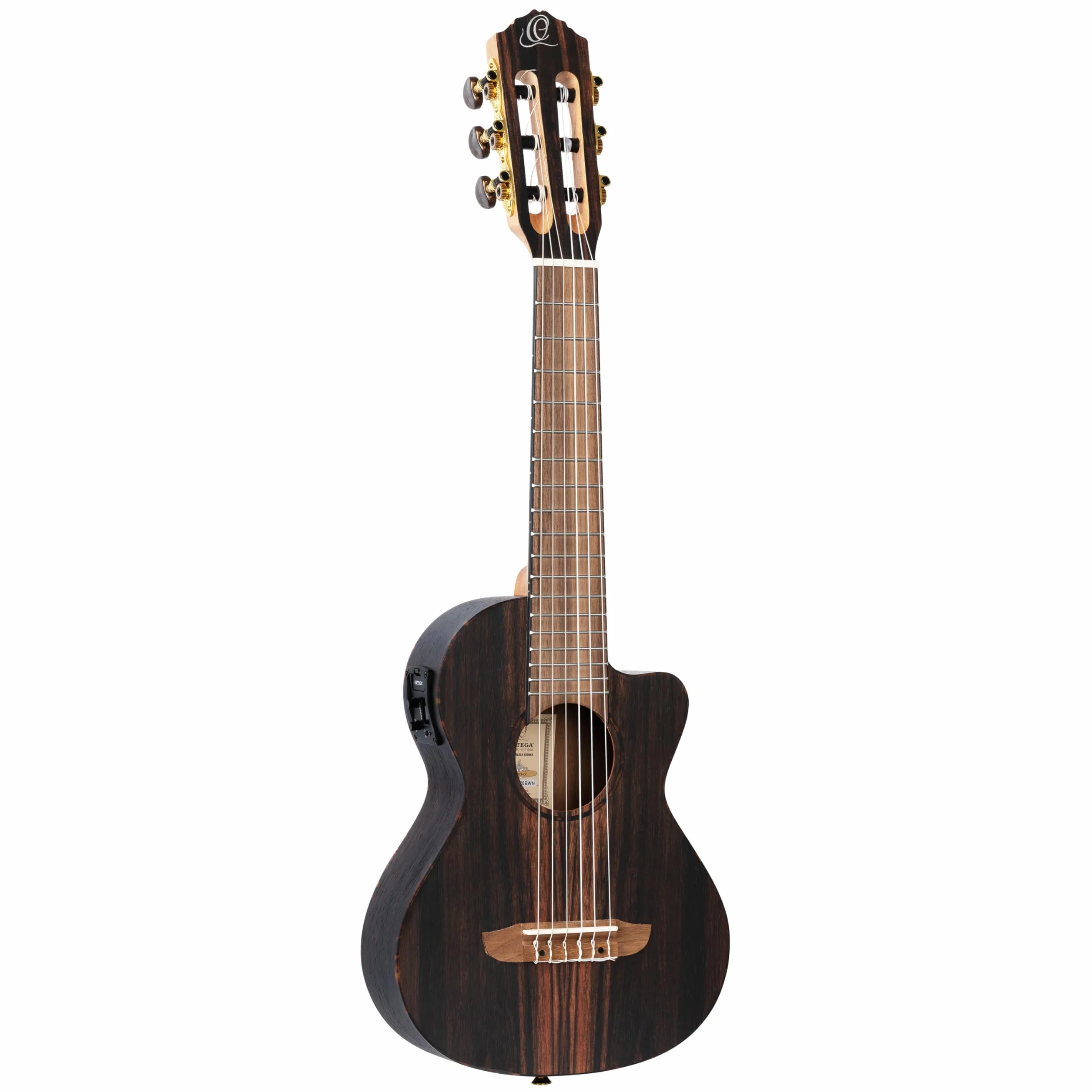 Ortega Guitars Travel Guitar electroacústica - Mini/Travel Series - Guitarlele 6 cuerdas - Ébano, caoba (RGL5EB-CE)