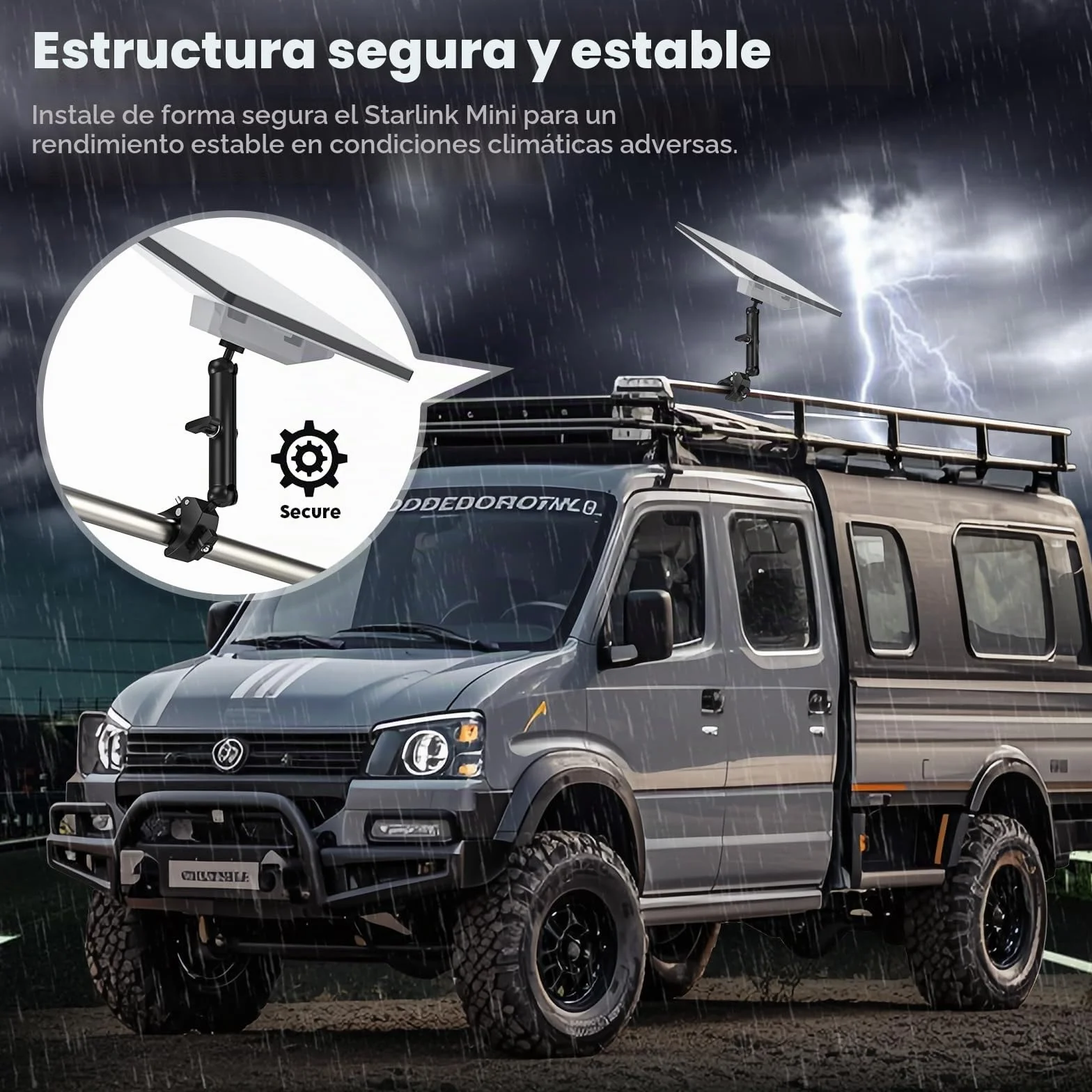 Starlink Mini Kit de Montaje Ajustable, Poste de Aluminio con Adaptador de Trípode y Abrazadera Regulable, Roscas 1/4"-20 y 3/8"-16 para RV, Cámper, Techo, Balcón, Yate, Antena Starlink Mini 2025