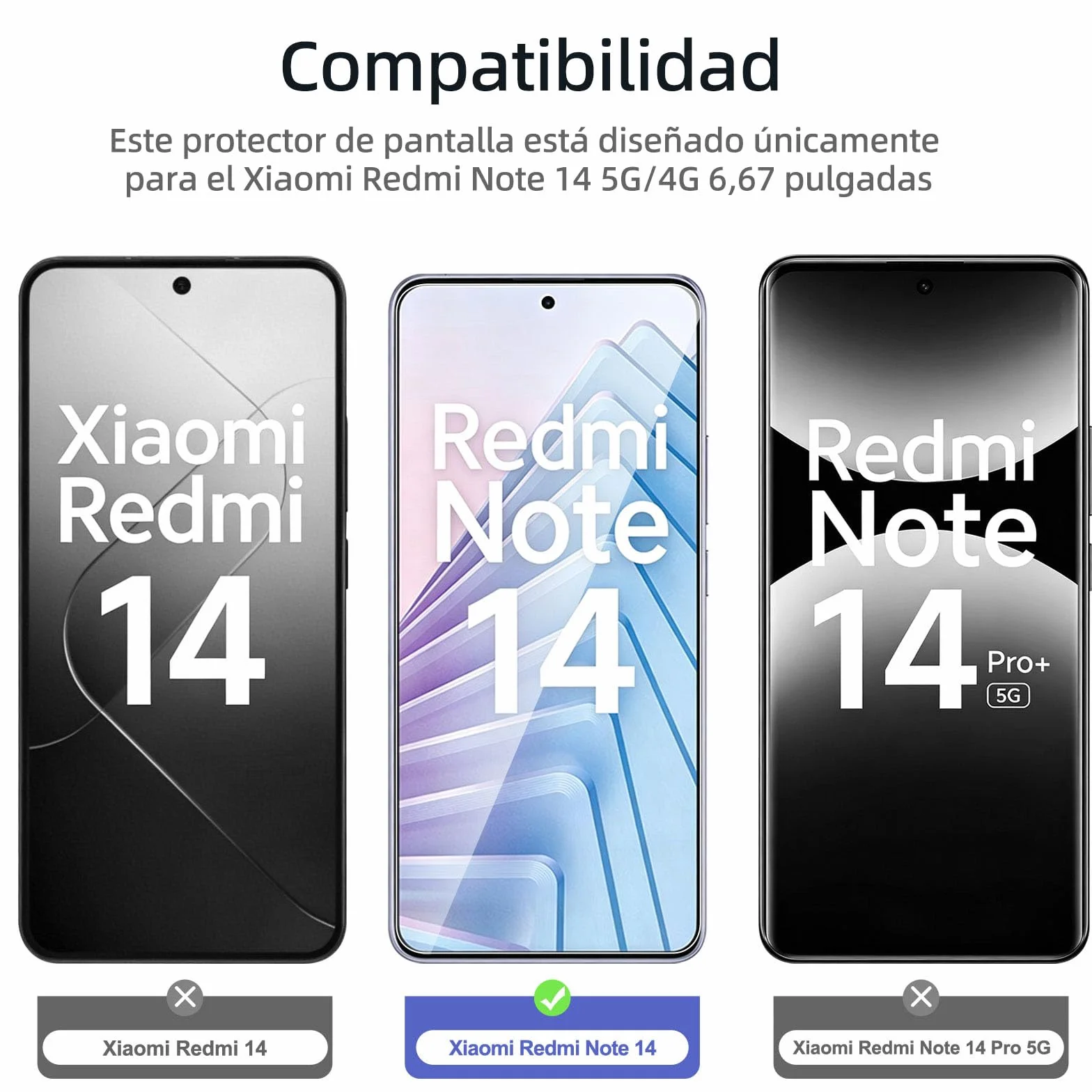 NEW'C 3 Piezas, Protector Pantalla para Xiaomi Redmi Note 14 5G/4G, (no compatible con Xiaomi Redmi Note 14 Pro 5G) Cristal templado Antiarañazos, Antihuellas, Sin Burbujas, Ultra Resistente