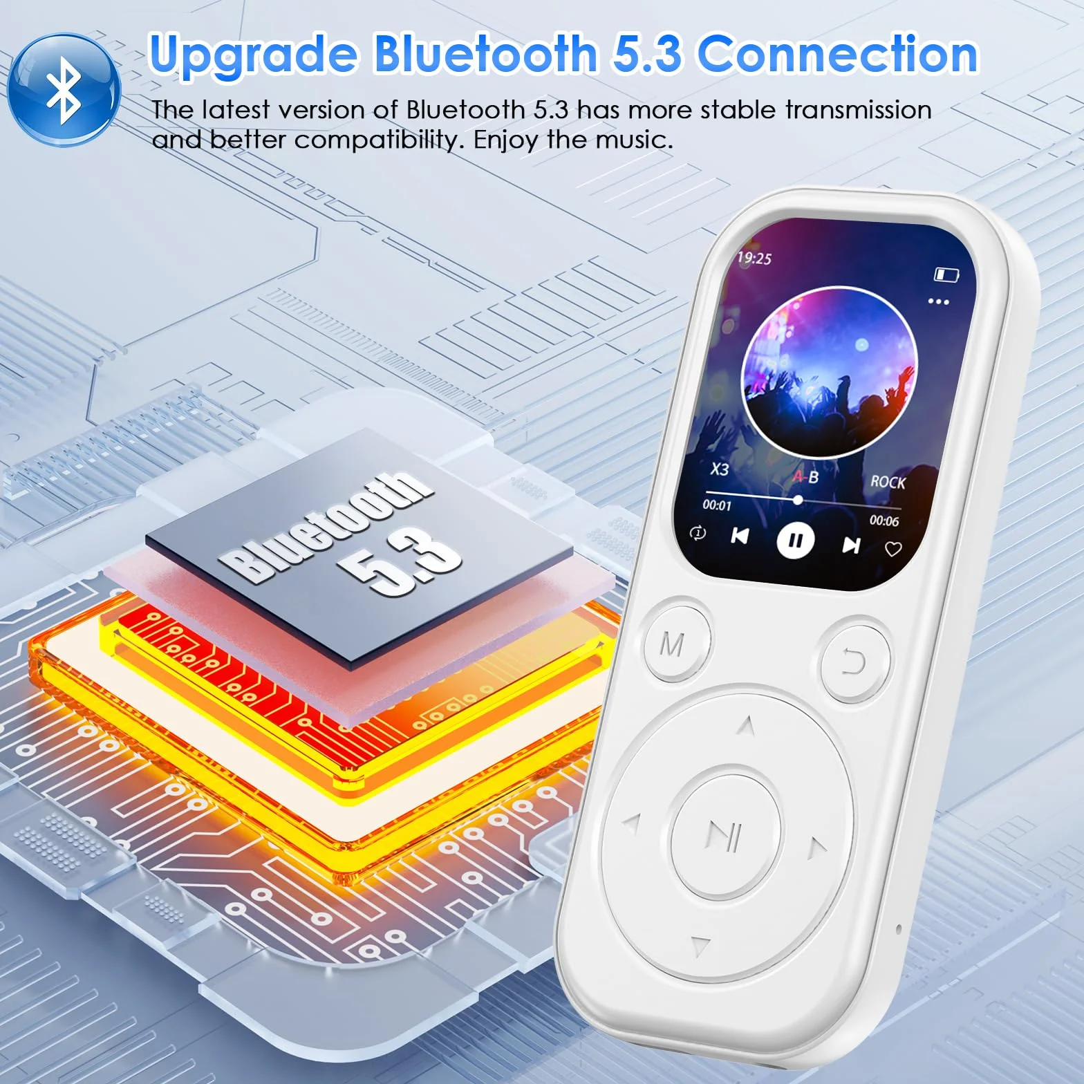 Reproductor MP3 Olycism de 64 GB con Bluetooth 5.3 Reproductor de música portátil Sonido HiFi y Radio FM Capacidad de batería de 300 mAh, Adecuado para Deportes, Viajes y Uso Diario.