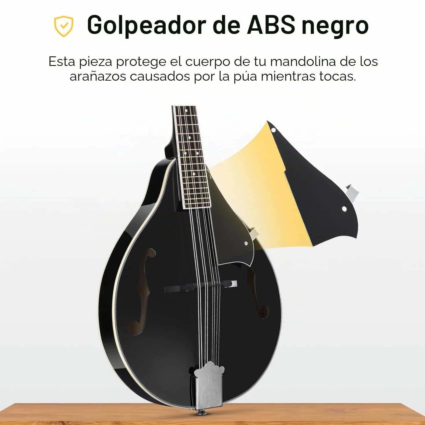 Donner Mandolina Instrumento en Caoba Mandolina Musical 8 Cuerdas Estilo A Set Mandolinas Tradicional con Afinador Cuerdas Funda y Púas (Negro, DML-100B)