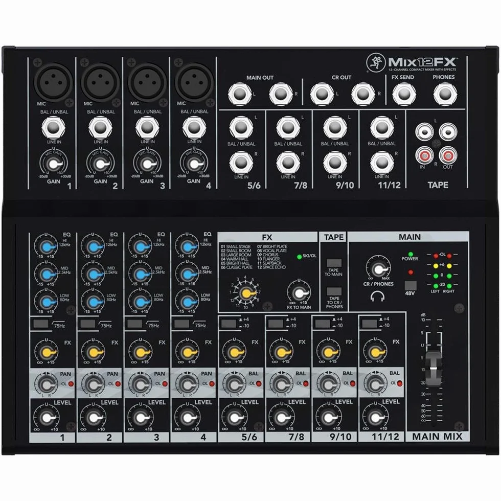 MACKIE Mix12FX mezclador analógico de 12 canales con efectos y ecualizador de 3 bandas