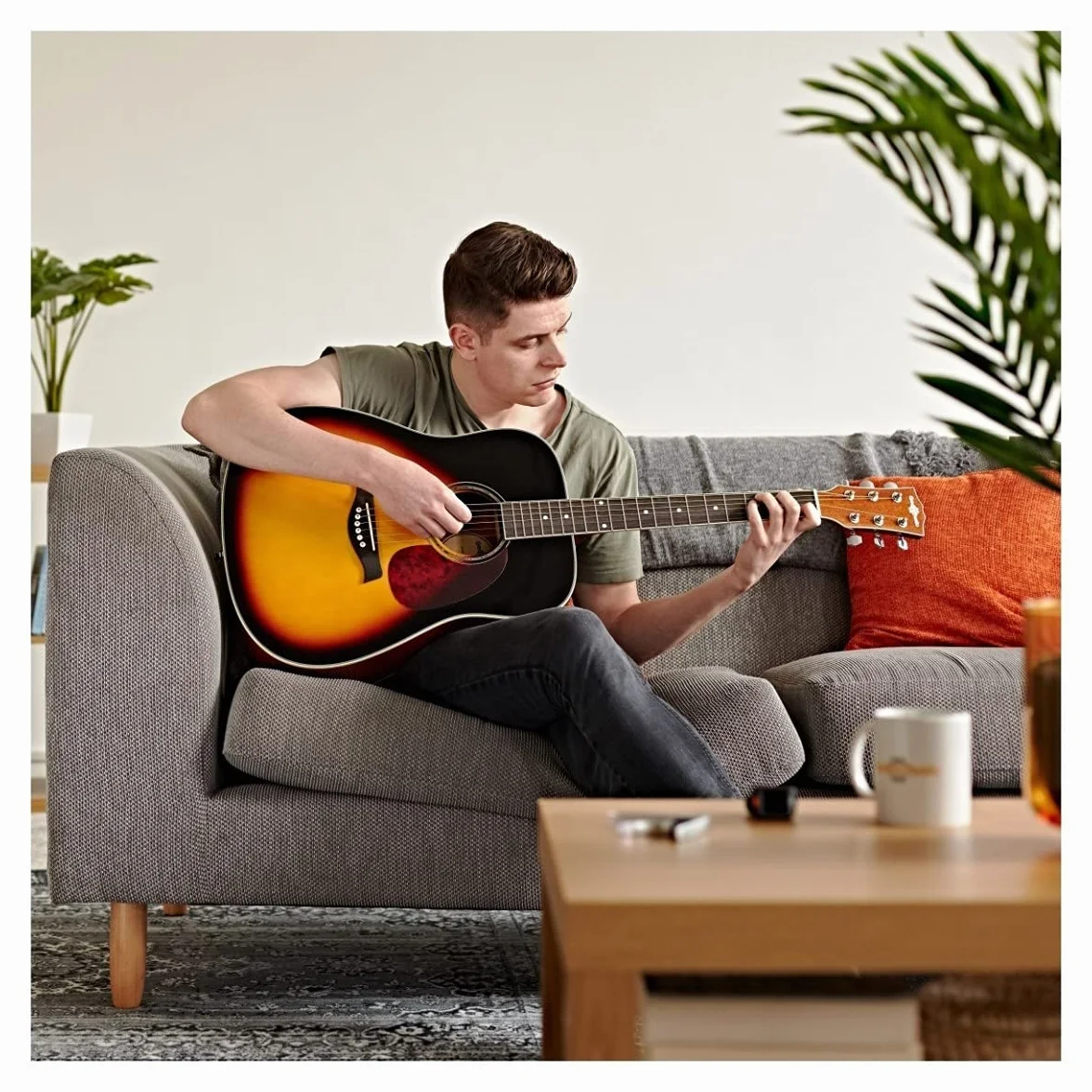 Gear4music Full Size Kit de guitarra acústica para principiantes - Caoba