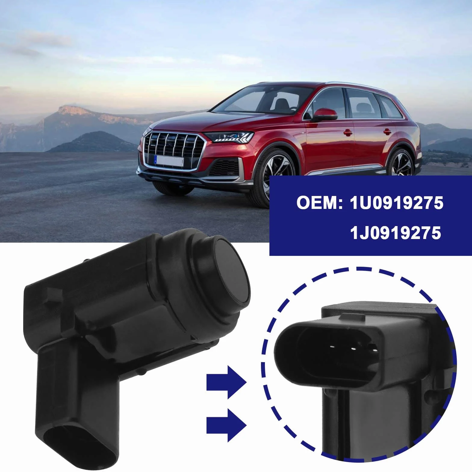 Sensor de estacionamiento PDC Delantero y Trasero para automóvil 1U0919275 Compatible con Audi Q7 Compatible con VW Jetta 2005-2010 Compatible con VW Touareg 2004-2010 Negro