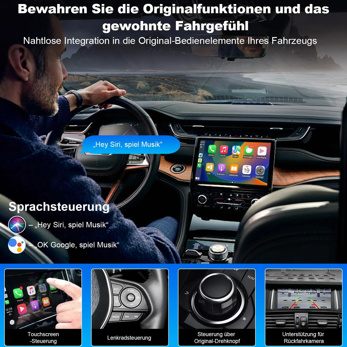 Kit de modificación de coche inalámbrico CarPlay/Android módulo decodificador para Mercedes-Benz NTG5.0 B, C, GLC, CLA, Clase GL W205 (2015-2018), compatible con cámara de visión trasera