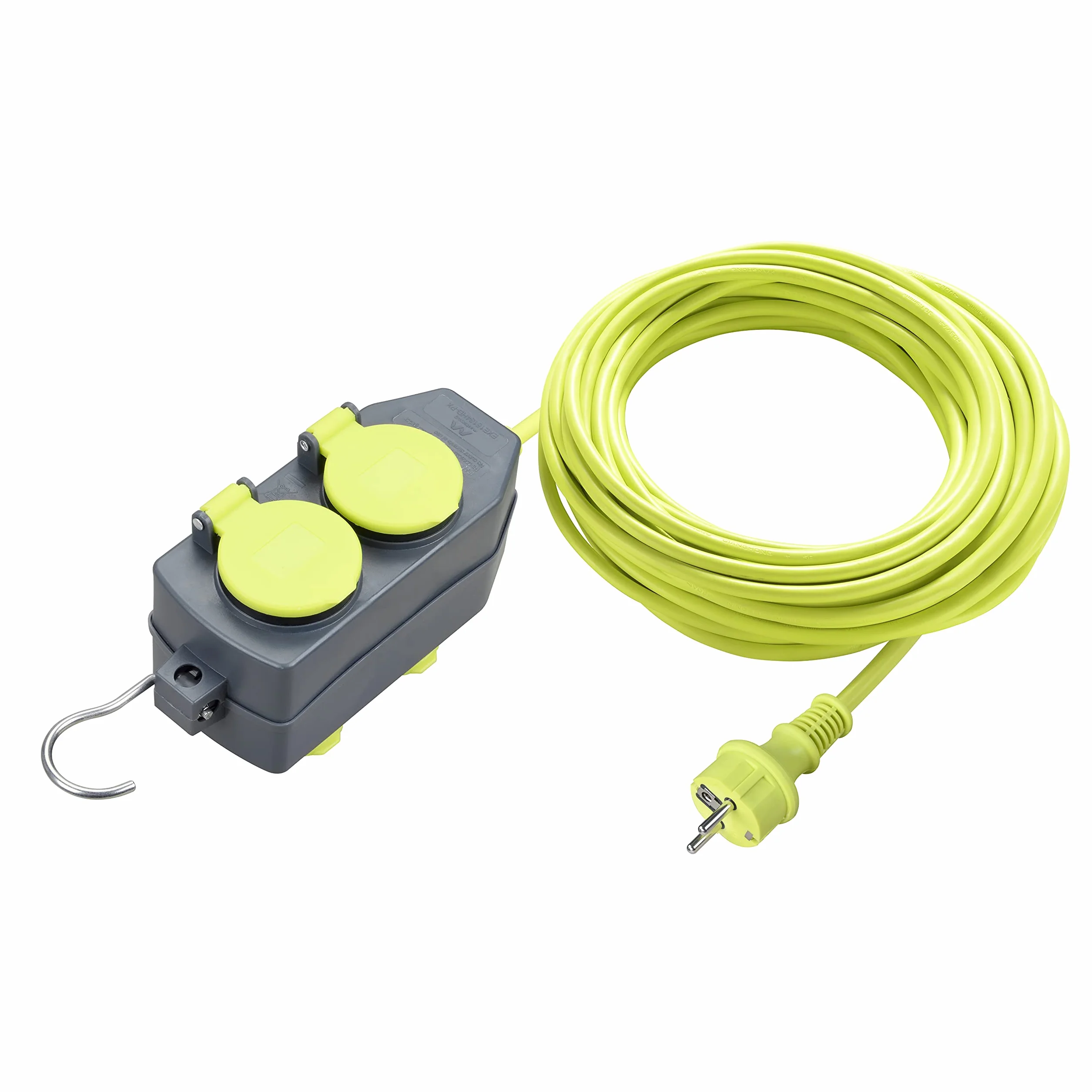 Masterplug Przedłużacz Schuko 15m IP44 2 gniazda zewnętrzny zielony