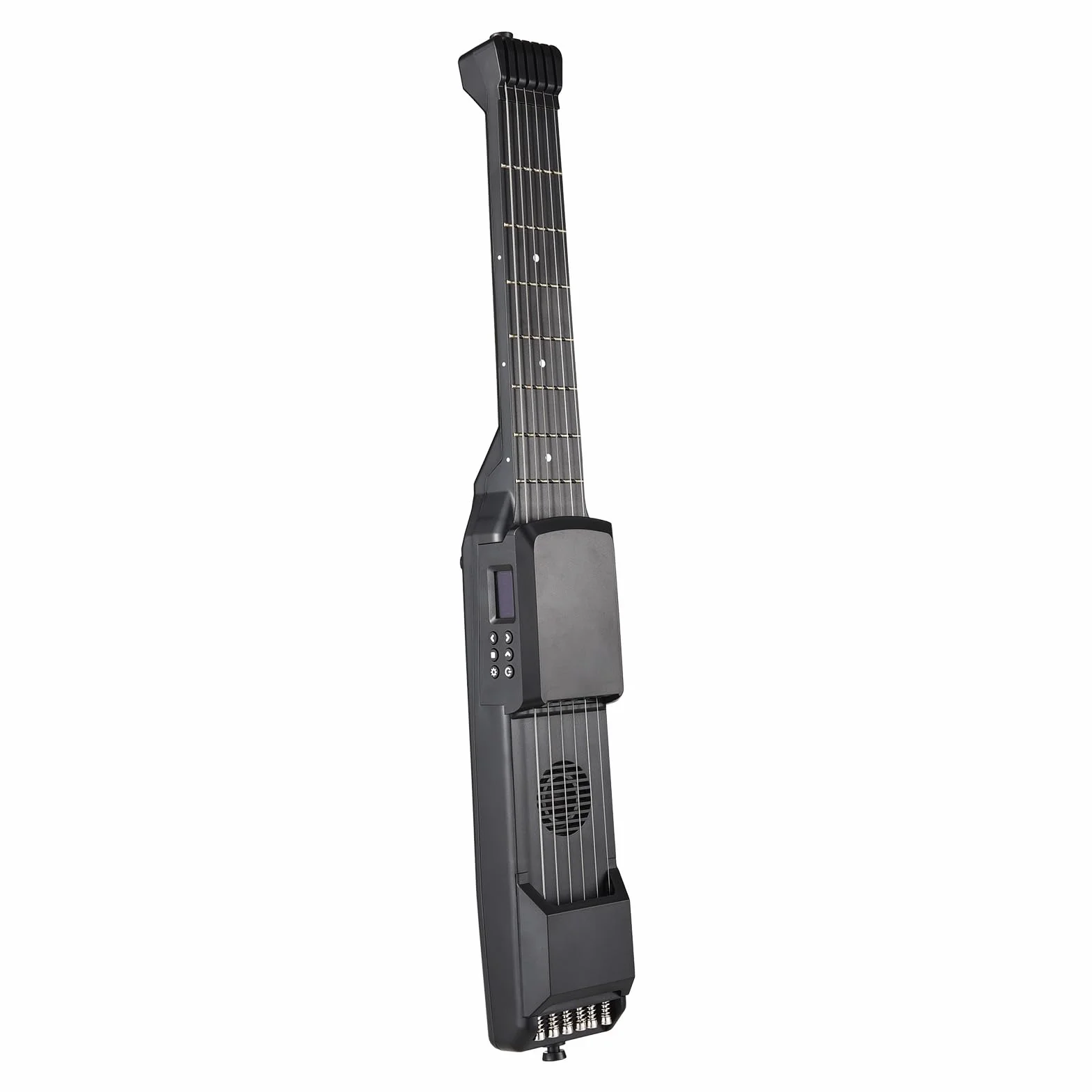 Guitarra eléctrica inteligente 7 trastes guitarra de viaje portátil con sintonizador digital METRONOME MIDI Función Capo digital para principiantes Viajes negros 20.8 pulgadas