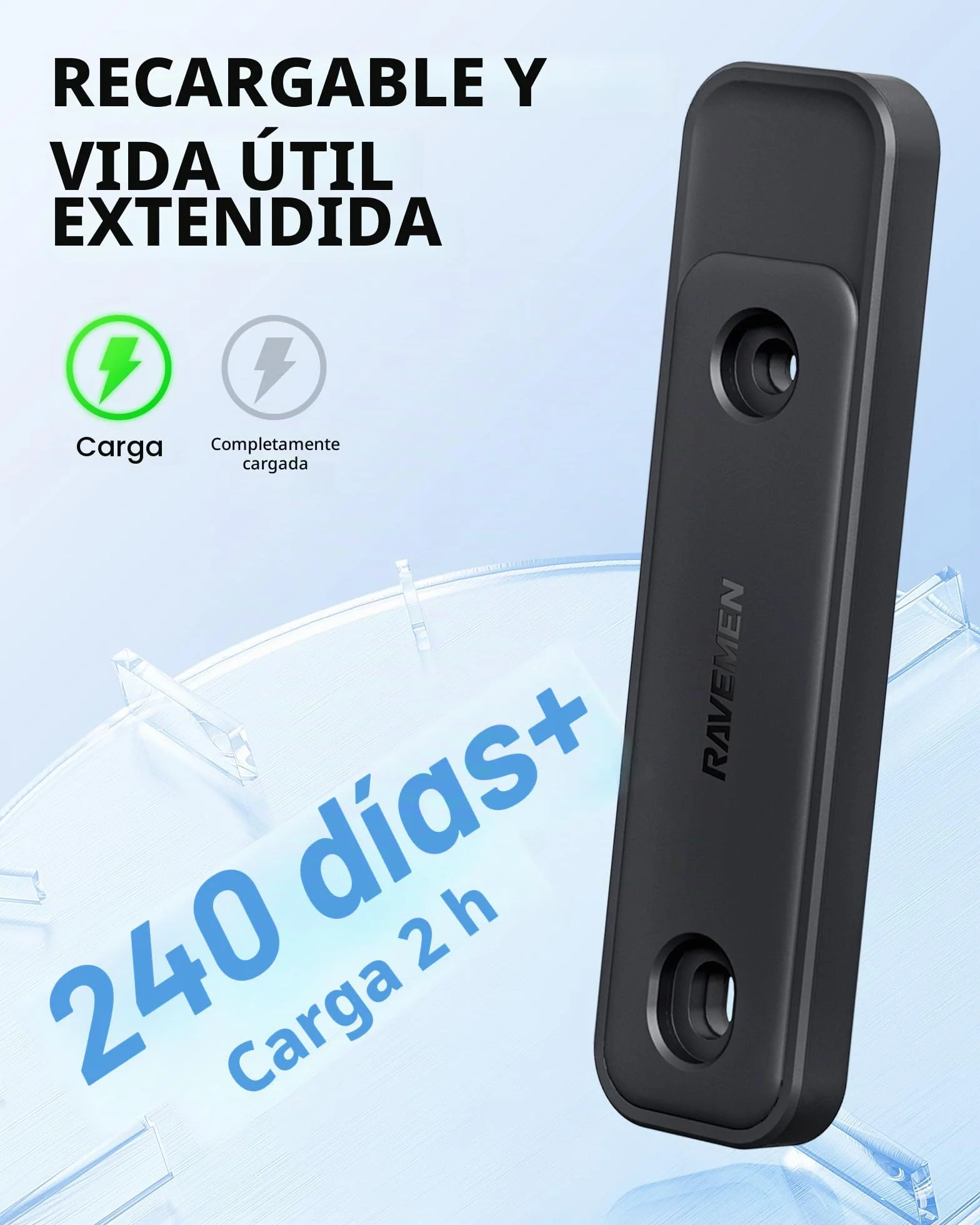 RAVEMEN Rastreador para Bicicleta Compatible con Find My(Sólo iOS), Antirrobo para Rastreador de Bicicleta, Accesorio para, Se Esconde Bajo el Portabidón Precise Positioning 27 Gramos Cuerpo Ligero