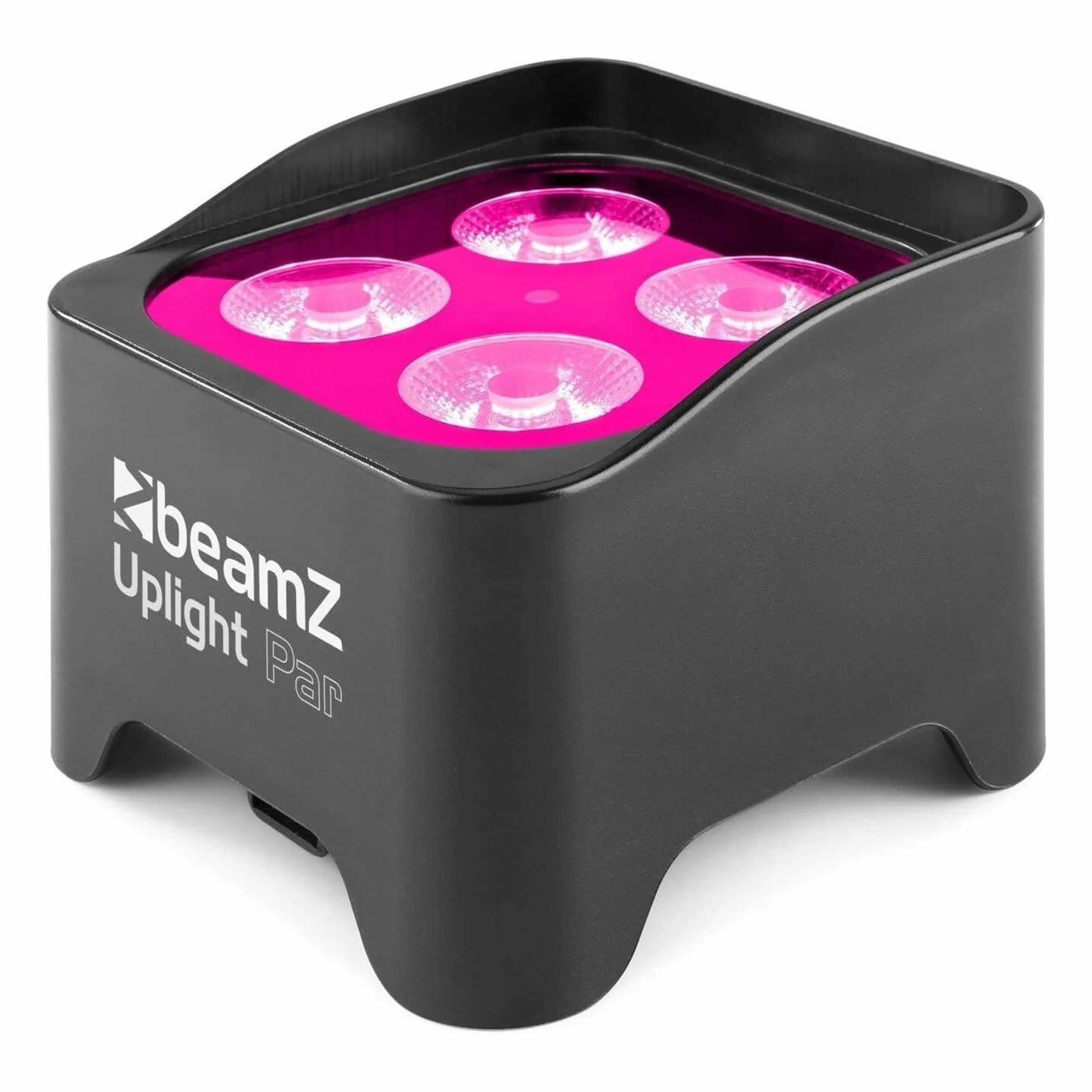 BeamZ BBP90 – Pack 4 unidades – 4 Foco Par Led batería 4 x 4W RGB-UV, mando IR, DMX 7ch RJ45 con adaptador XLR, 1077 lx, 24°, dimmer 16bit, estrobo 1–22Hz, hasta 20h, recarga 3h, IP20, color negro