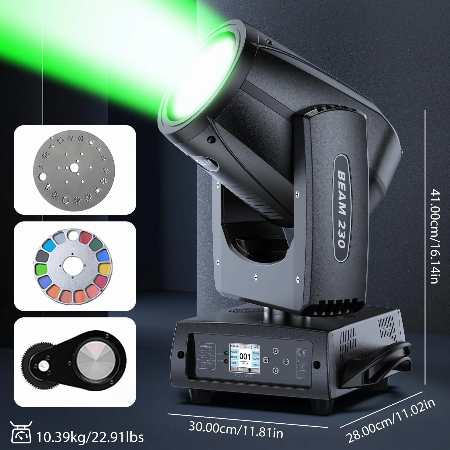 230W LED Moving Head Light, d-MX512 Disco Stage Beam Spot with 24 Prism 4 Control Modes Party Light for Wedding DJ Party Live Band Show (2 Pieces)
