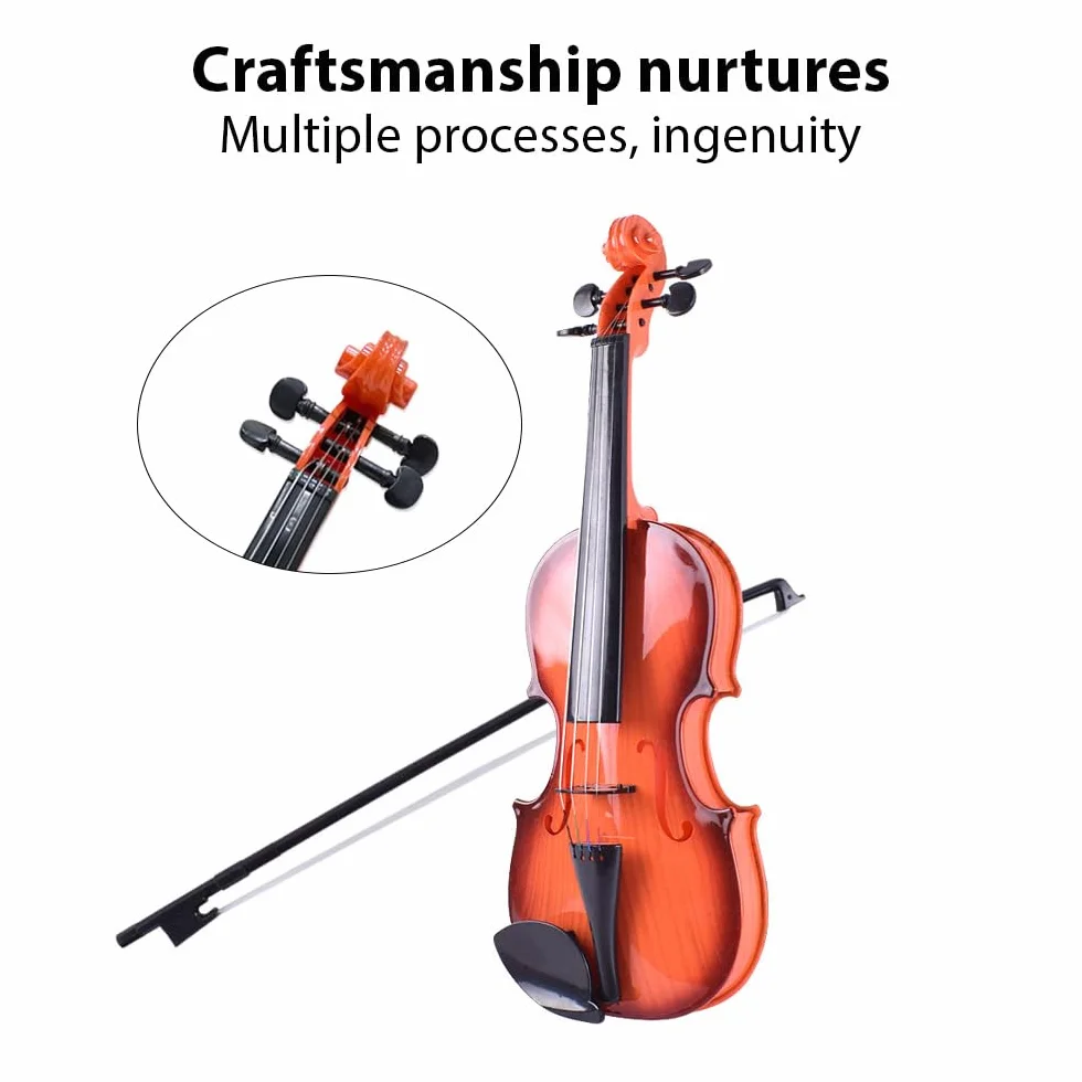 Violín simulado para principiantes, práctica musical, kit de instrumentos musicales, exquisita mano de obra, accesorios de actuación, regalos con cuerdas ajustables