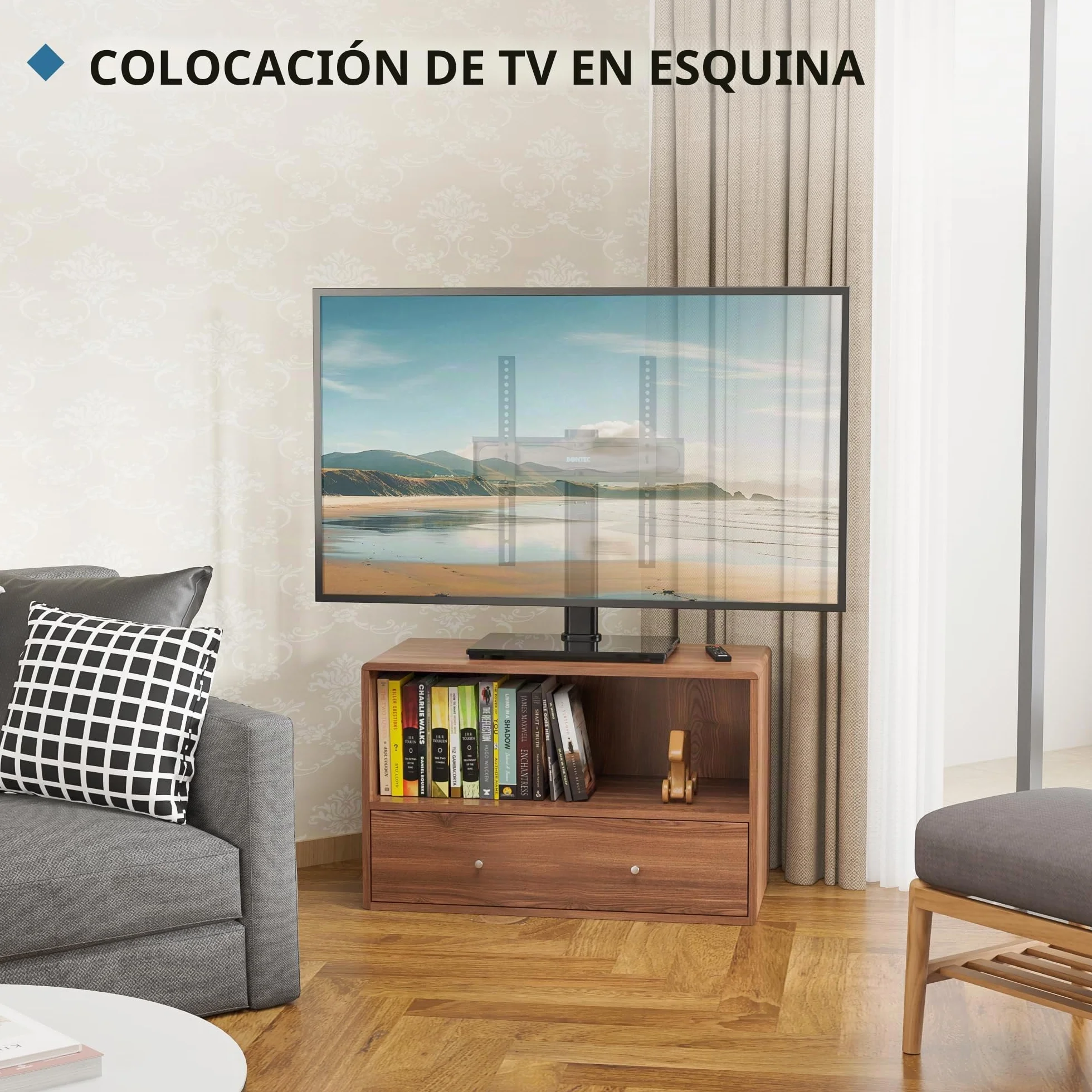 BONTEC Soporte TV Pie Giratorio Universal para 24-60 Pulgadas, Carga 45 kg, VESA 400x400 mm