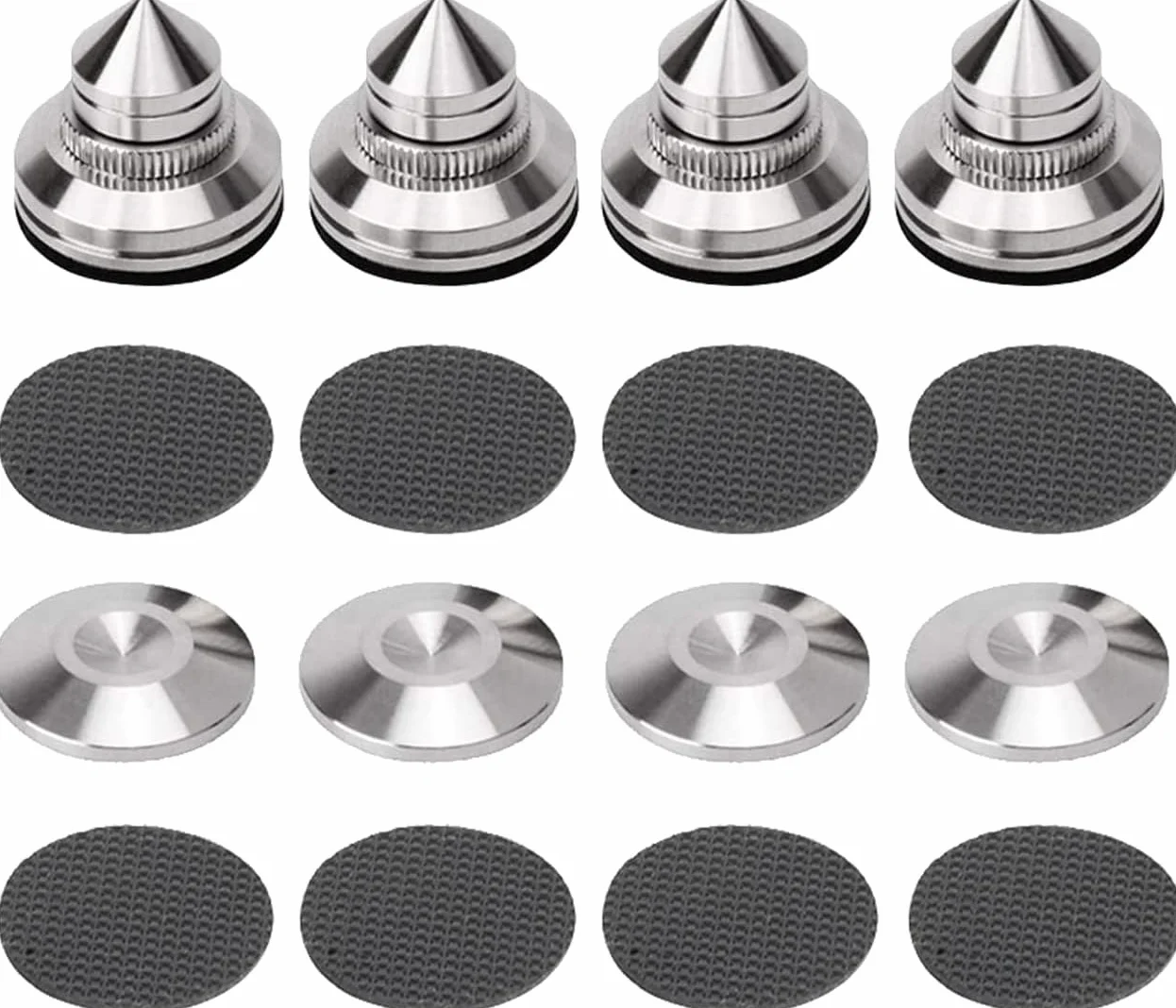 Tacos de Altavoz, Picos Antivibratorios Regulables con Arandela para Altavoces Alta Fidelidad, Subwoofer y DAC CD